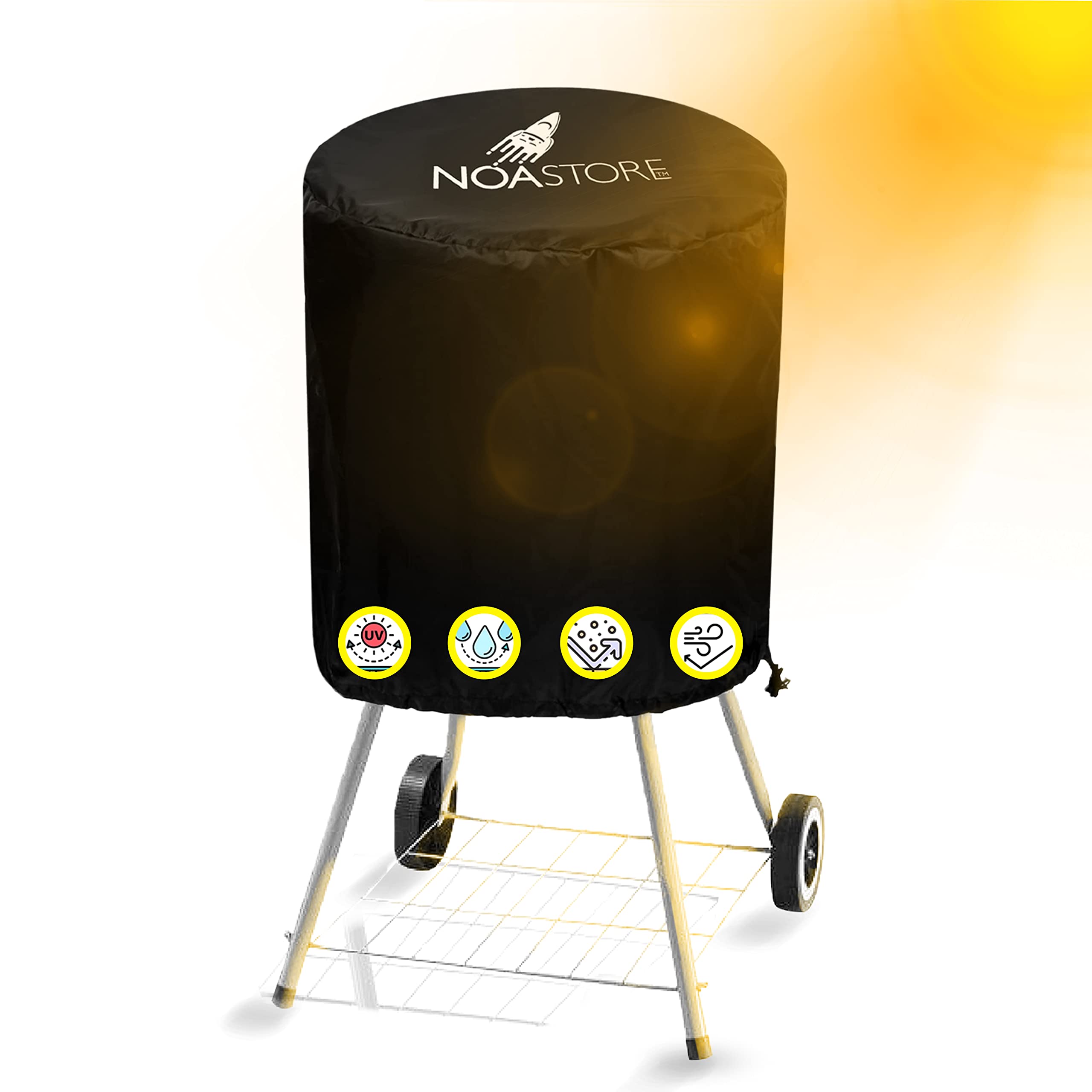 Heavy Duty 15 Inch BBQ Grill Cover - 210D Waterproof Gas Grill Cover for Smoker, Gas Stove, Griddle & Kettle Grill | Outdoor Cooking & Backyard BBQ Accessories