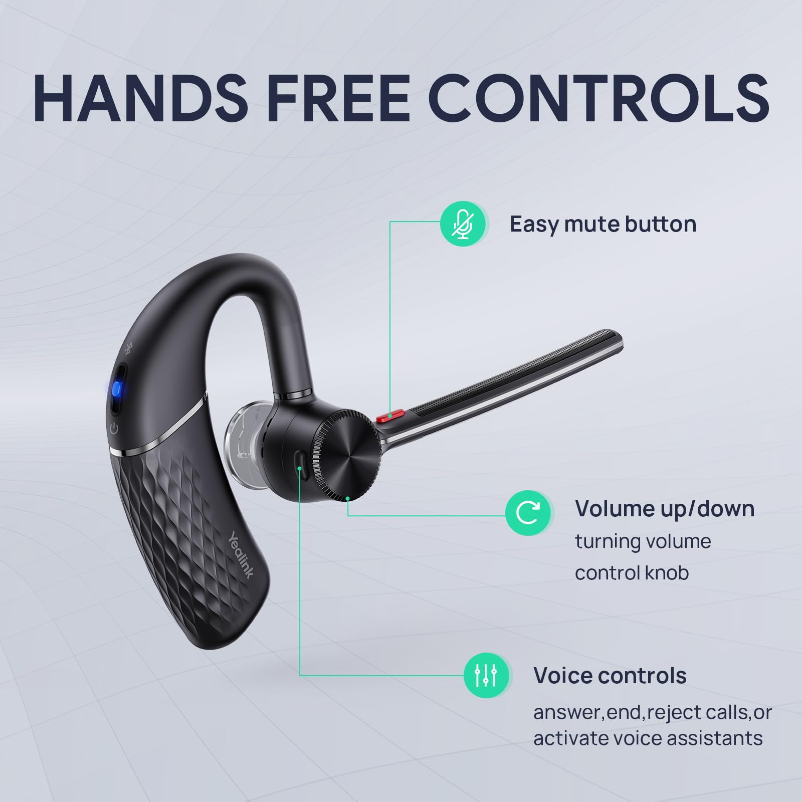Yealink BH71 Wireless Bluetooth Headset with Noise Canceling Microphone - Lightweight Hands-Free Earpiece for Cell Phone, PC, Driving, Business & Office Use - Perfect for Conference Calls & Remote Work
