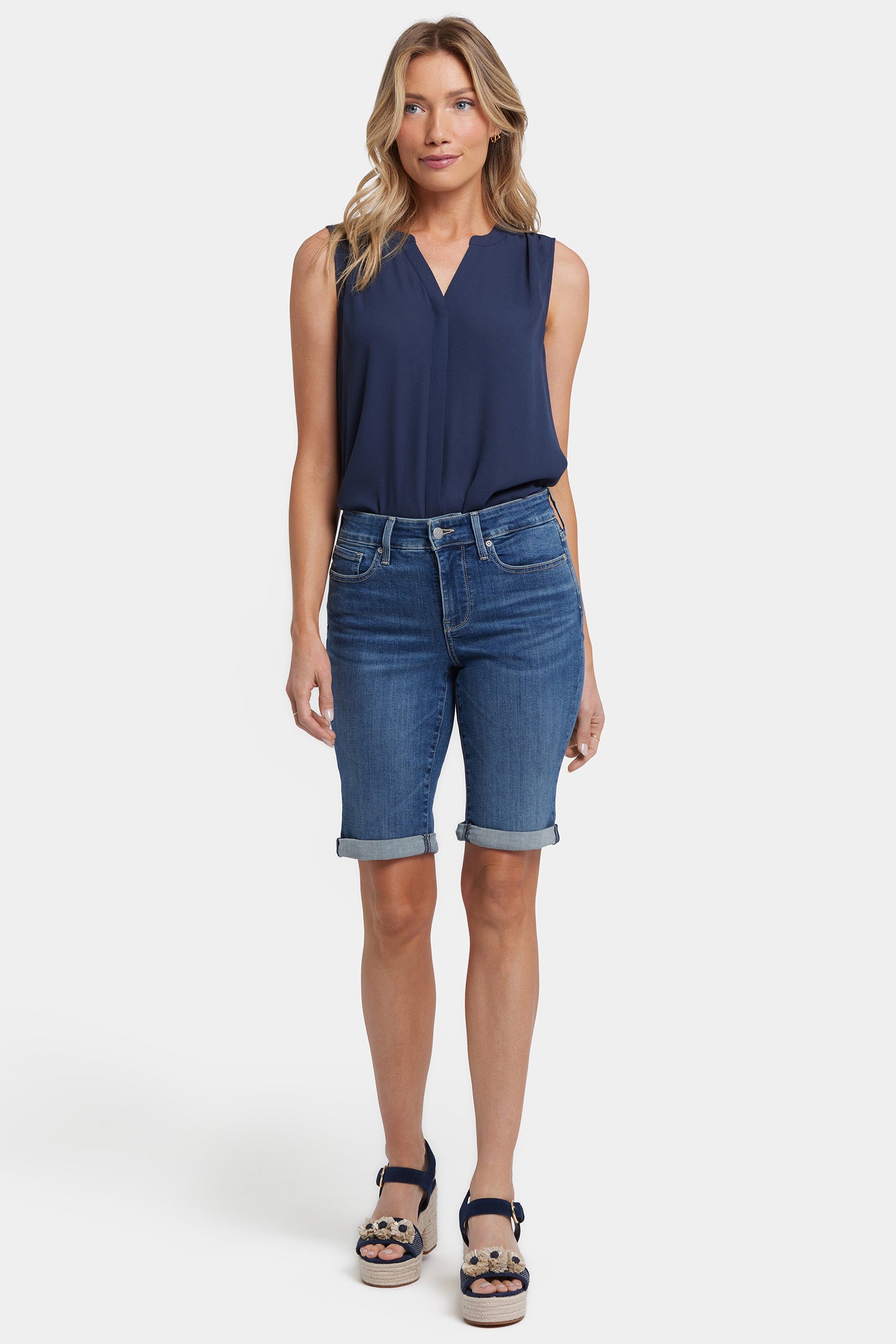 Briella 10 Inch Denim Shorts for Women - Petite Fit, Valencia Surf Style | Perfect for Beach, Summer Outfits & Casual Wear