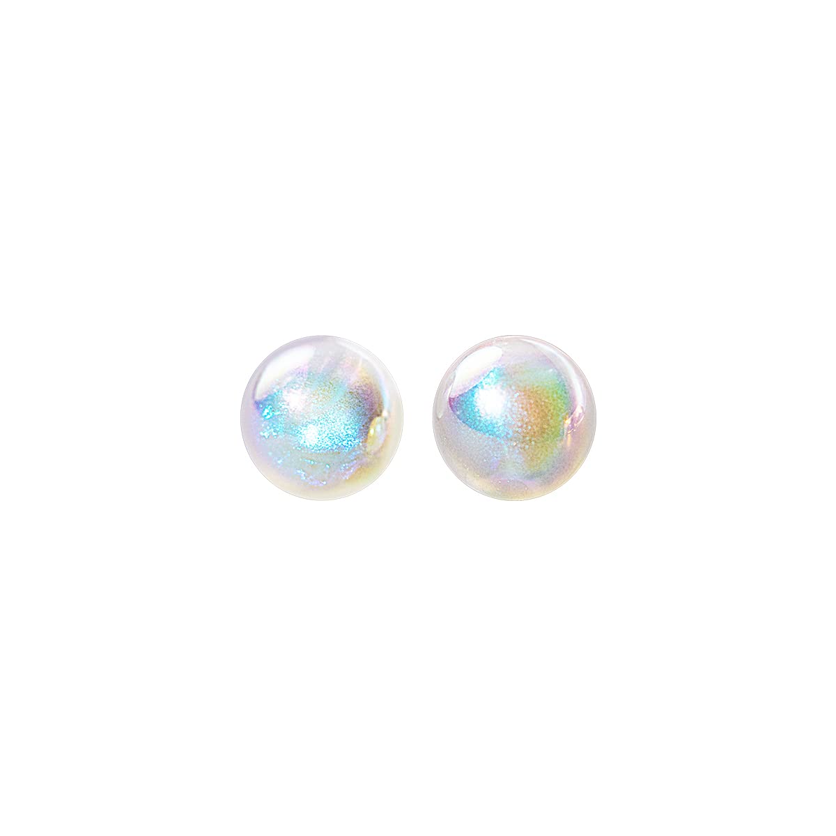 14K Gold Plated 6mm/8mm Round Colorful Sparkling Pearl Stud Earrings for Women & Girls - Perfect for Weddings, Parties & Everyday Elegance