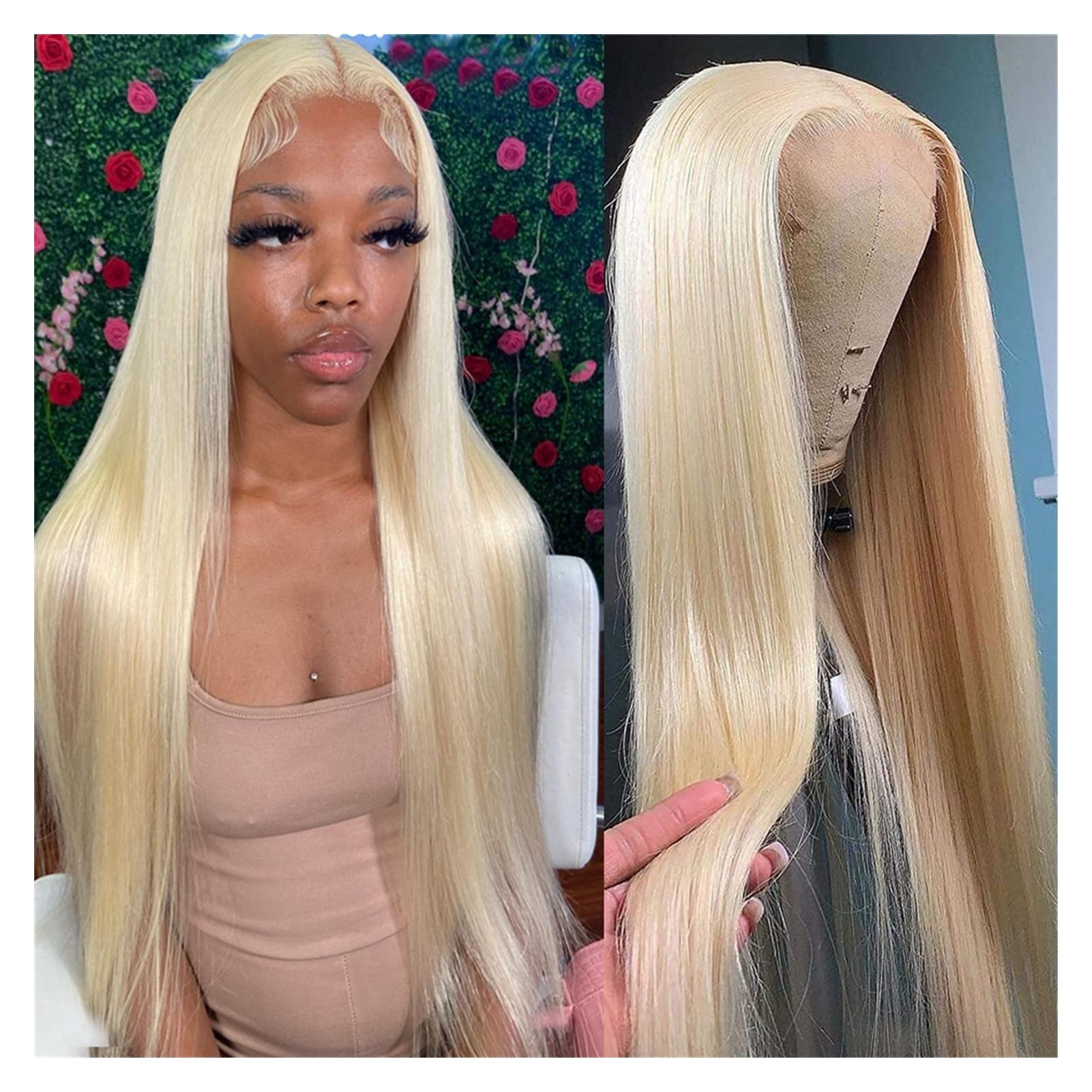 30 Inch Honey Blonde Brazilian Human Hair Lace Front Wig - 613 Straight Lace Frontal Wig with T-Part & Transparent Lace (180% Density) for Daily Wear, Cosplay, and Special Occasions