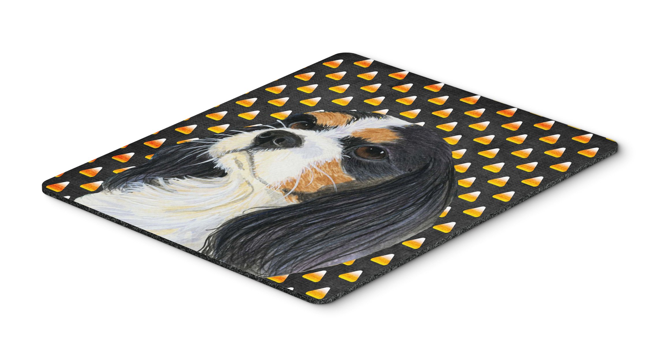 Caroline's Treasures LH9065MP Tricolor Cavalier Spaniel Candy Corn Halloween Portrait Mouse Pad - Large Washable Non-Slip Desk Mat for Home Office, Gaming & Computer Work | Perfect for Halloween Decor & Workstation Setup