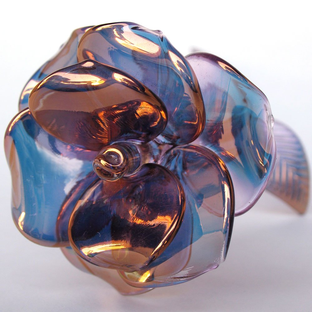Exquisite Hand-Blown Glass Rose Figurine - Unique Home Decor Gift for Valentine's Day, Wedding, Anniversary & Romantic Occasions