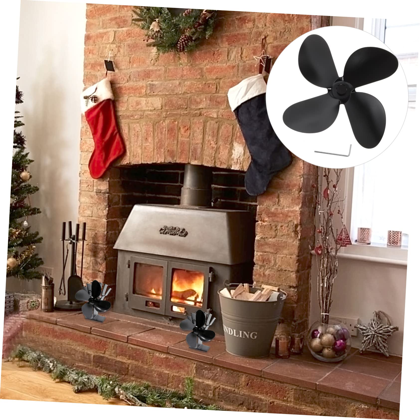 BUTIFULSIC Black Vertical Stove Fan Blades - Heat Powered Fireplace Fan Replacement Parts for Wood Stove, Outdoor Furnace & Ceiling Ventilation - Perfect for Home Heating & Energy Efficiency