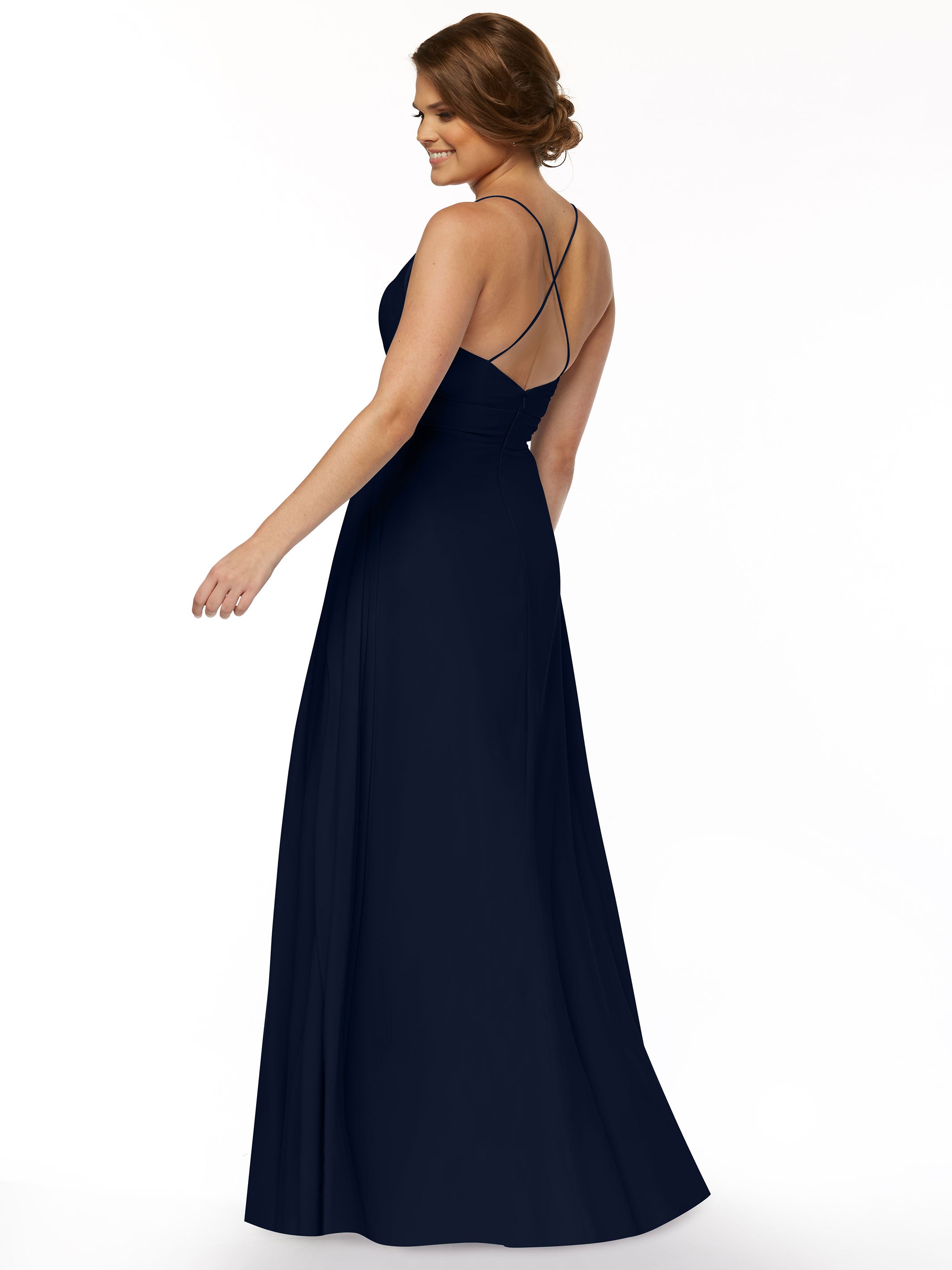 Elegant 83027 Stretch Chiffon A-Line Bridesmaid Dress with Pleats - Perfect for Weddings, Formal Events & Special Occasions