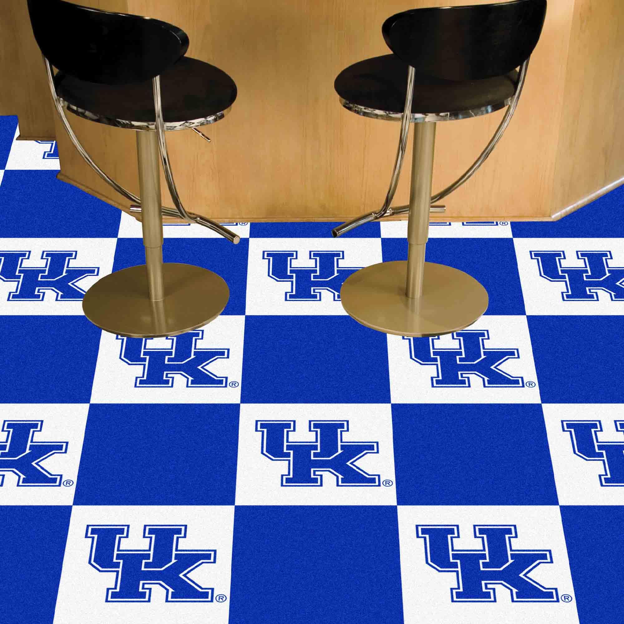 FANMATS 24301 Kentucky Wildcats Team Carpet Tiles - 45 Sq Ft NCAA College Sports Floor Mat - Durable & Easy to Clean for Game Rooms, Dorm Decor, and Fan Cave Setups