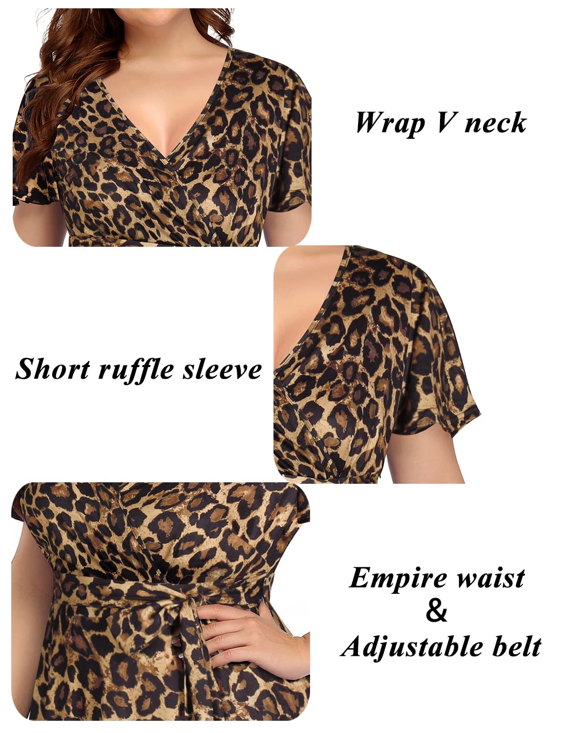Plus Size Women's Pinup Fashion Cocktail Dress - Semi Formal Wrap Empire Waist Midi Dress for Wedding Guest & Special Occasions | Perfect for Parties, Date Nights & Evening Events