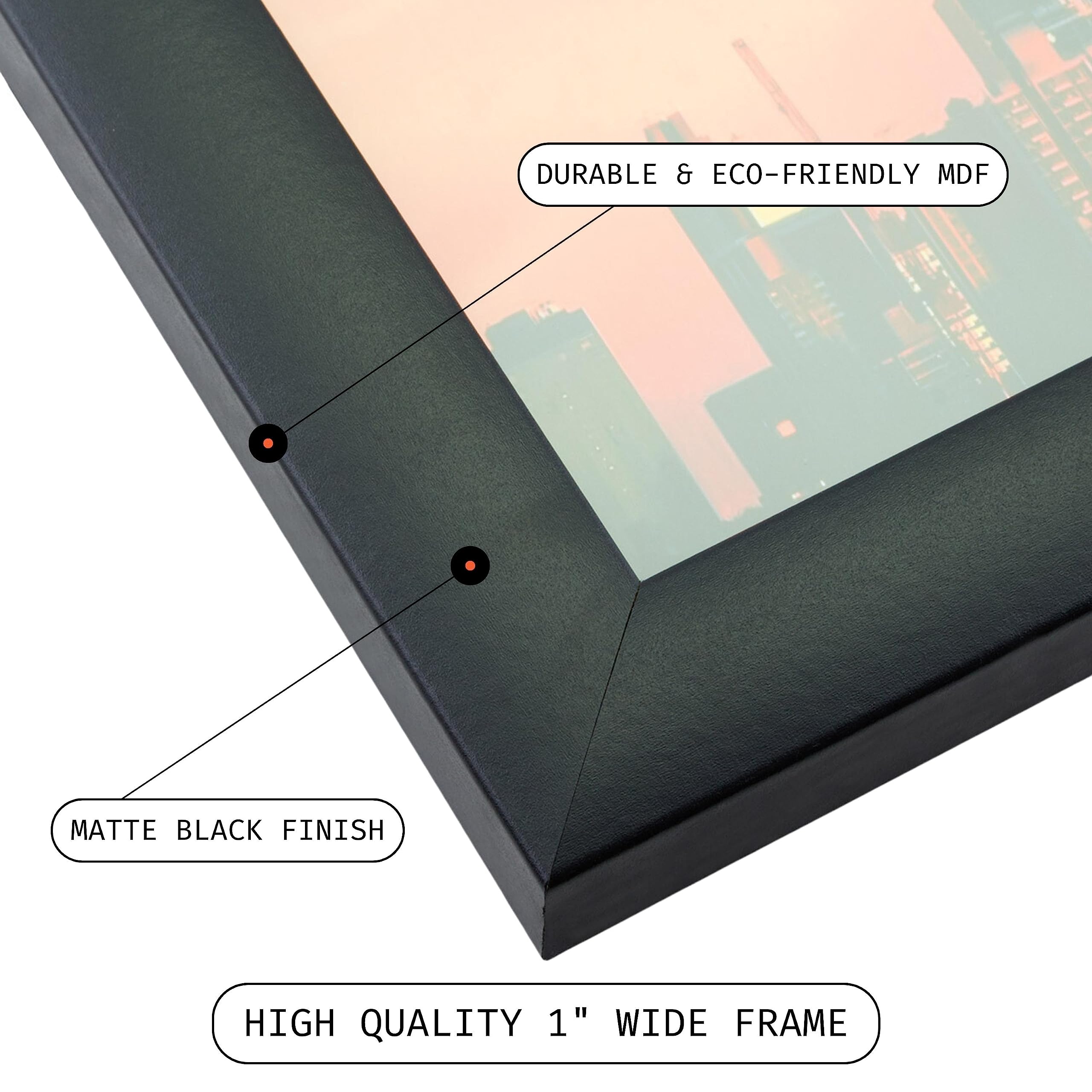 Craig Frames 24x36 Modern Black Poster Frame with Shatter-Resistant Clear Plexiglass - Premium Matte Finish for Wall Art Display - Perfect for Home Decor, Office, Gallery & Photo Exhibitions