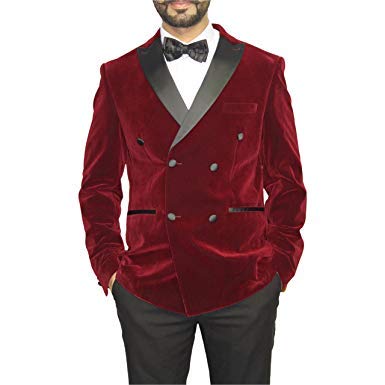 Elegant Men's Maroon Velvet Double Breasted Blazer Jacket for Formal Events, Dinner Parties & Hosting - Perfect for Weddings, Business Meetings & Special Occasions