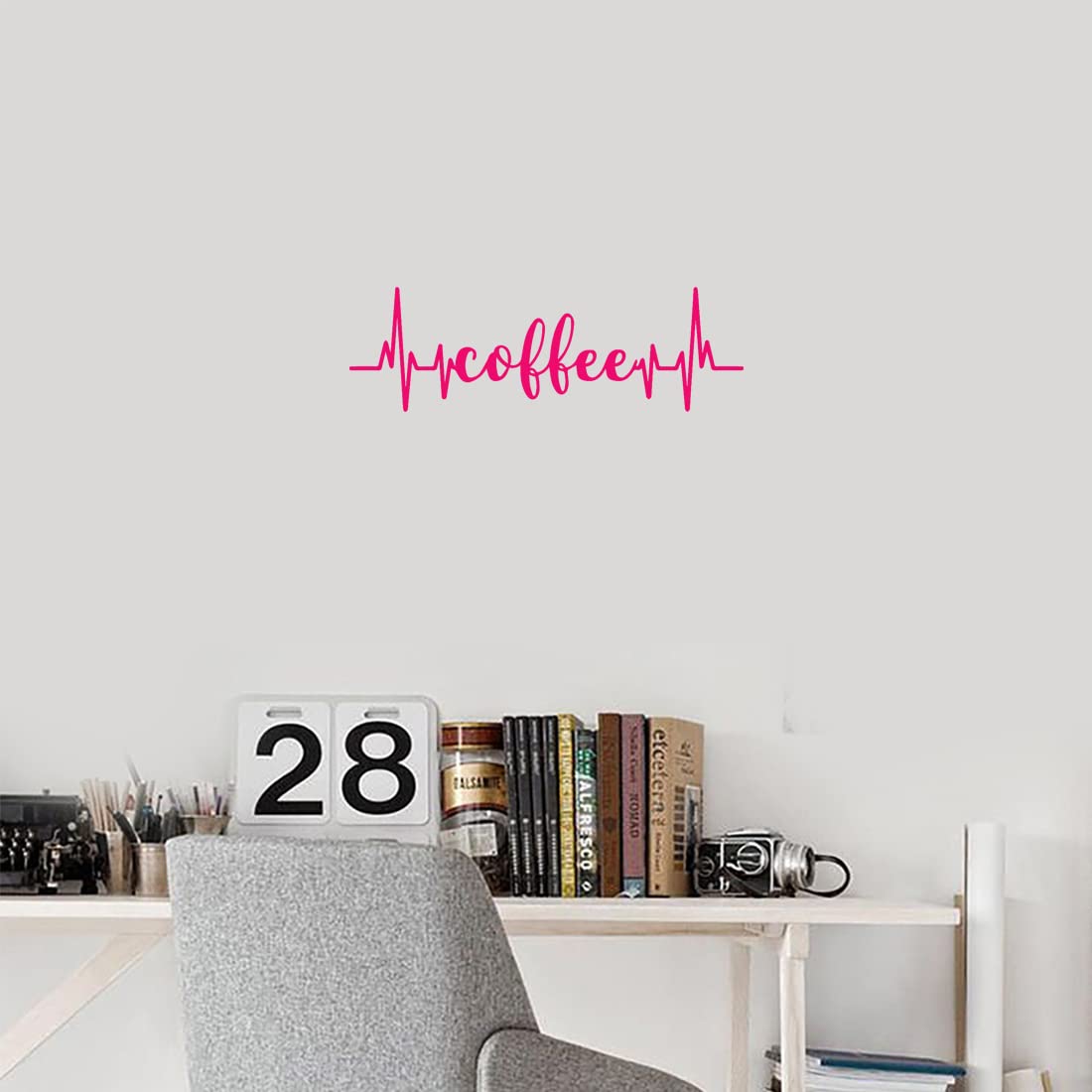 Premium Waterproof Vinyl Decal Stickers Set of 2 - Coffee Heartbeat Addicted Design for Laptop, Phone, Helmet, Car, Mug & Wall Decor | Cute Pink Aesthetic Stickers for Coffee Lovers, Office & Home Decoration