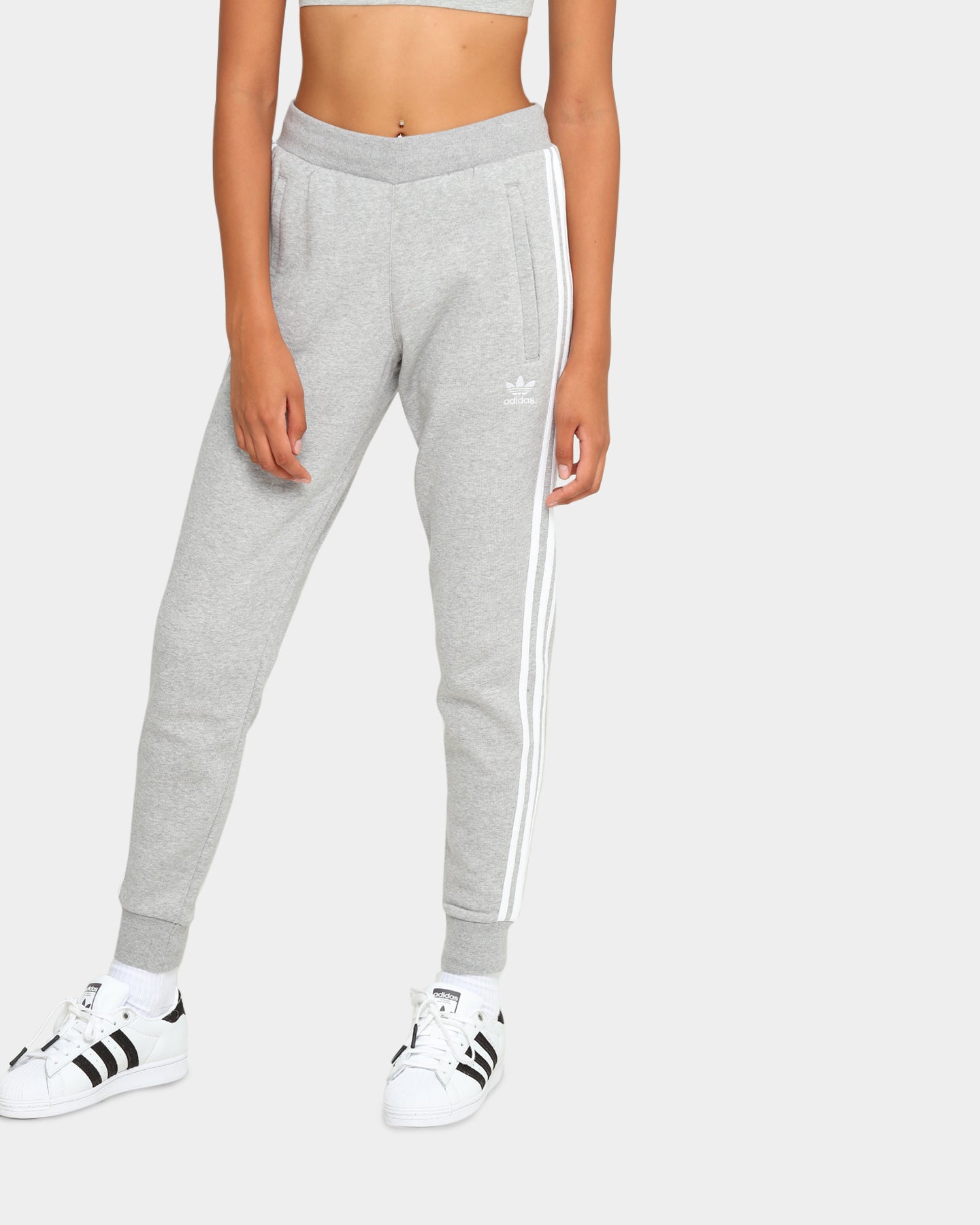 Adidas 3 Stripes Jogger Pants for Men - Grey Heather Sweatpants for Running, Gym & Casual Wear