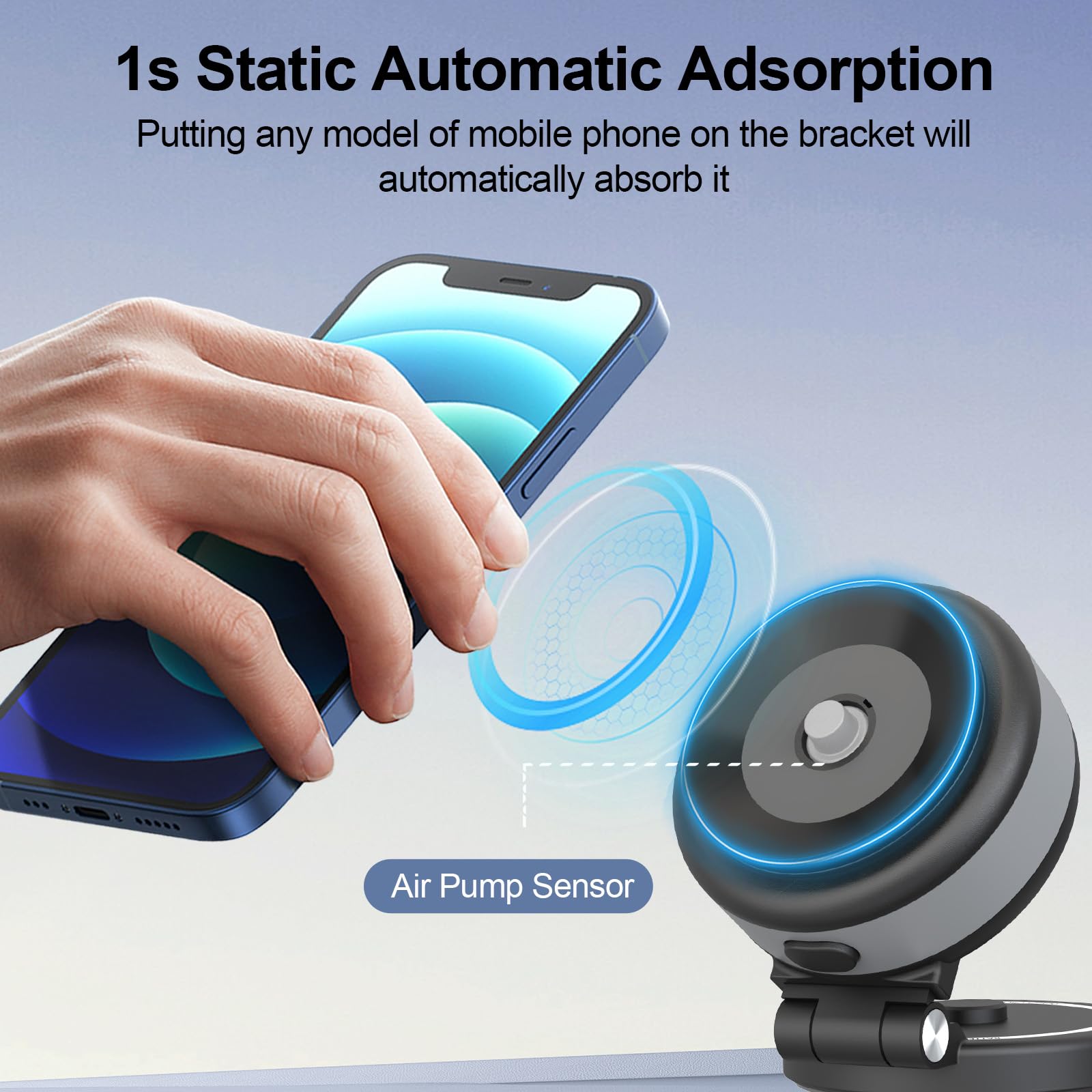 AOAO Tesla Model 3/Y/X/S Phone Mount Holder - Universal Vacuum Suction Car Phone Stand for All Smartphones - Perfect for GPS Navigation & Hands-Free Driving