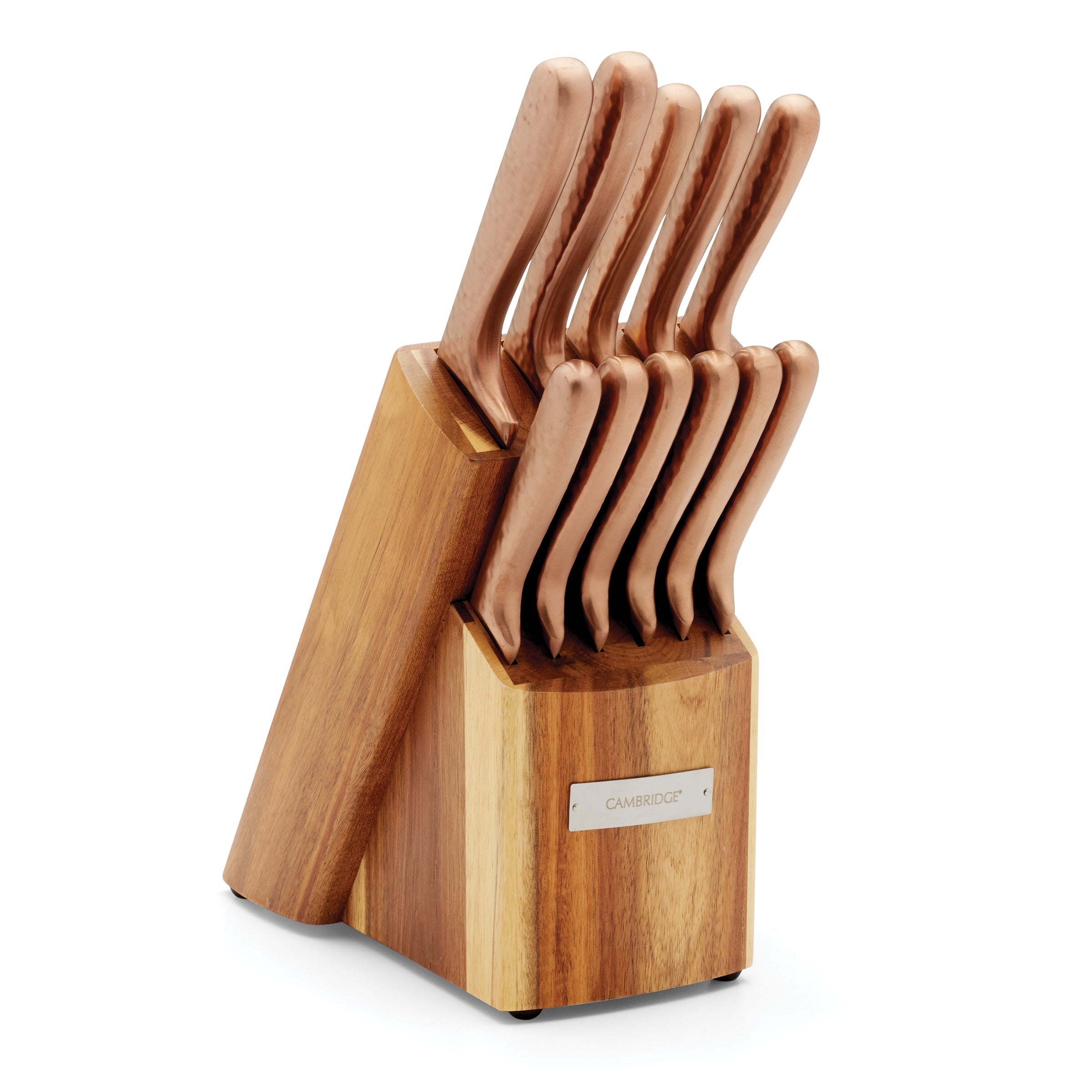 Hammered Copper 12-Piece Cutlery Set with Block - Elegant Flatware for Dining, Entertaining & Kitchen Decor