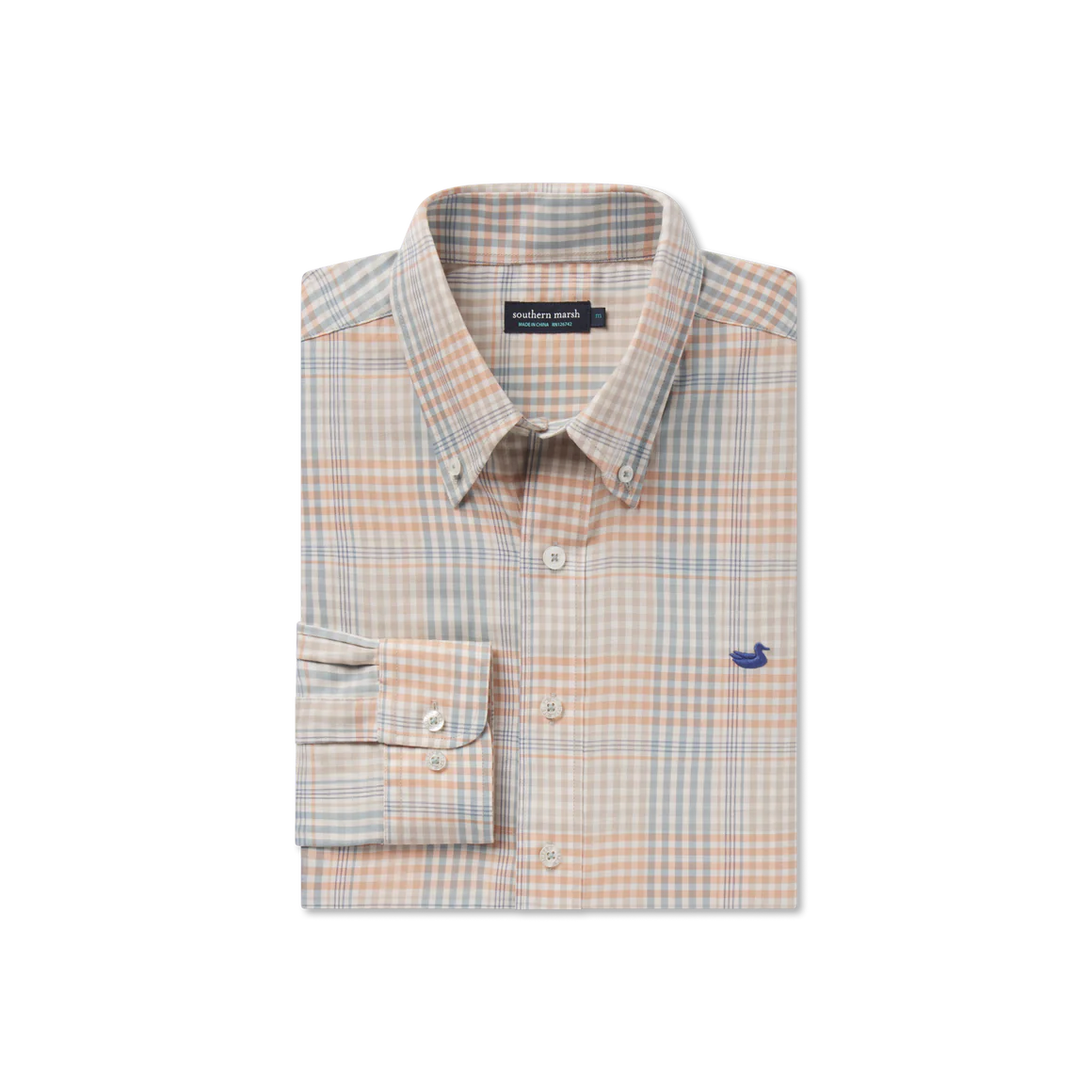 Southern Marsh Men's Edgefield Windowpane Dress Shirt in Burnt Taupe & Sage - Premium Cotton Button Down for Business Casual & Office Wear