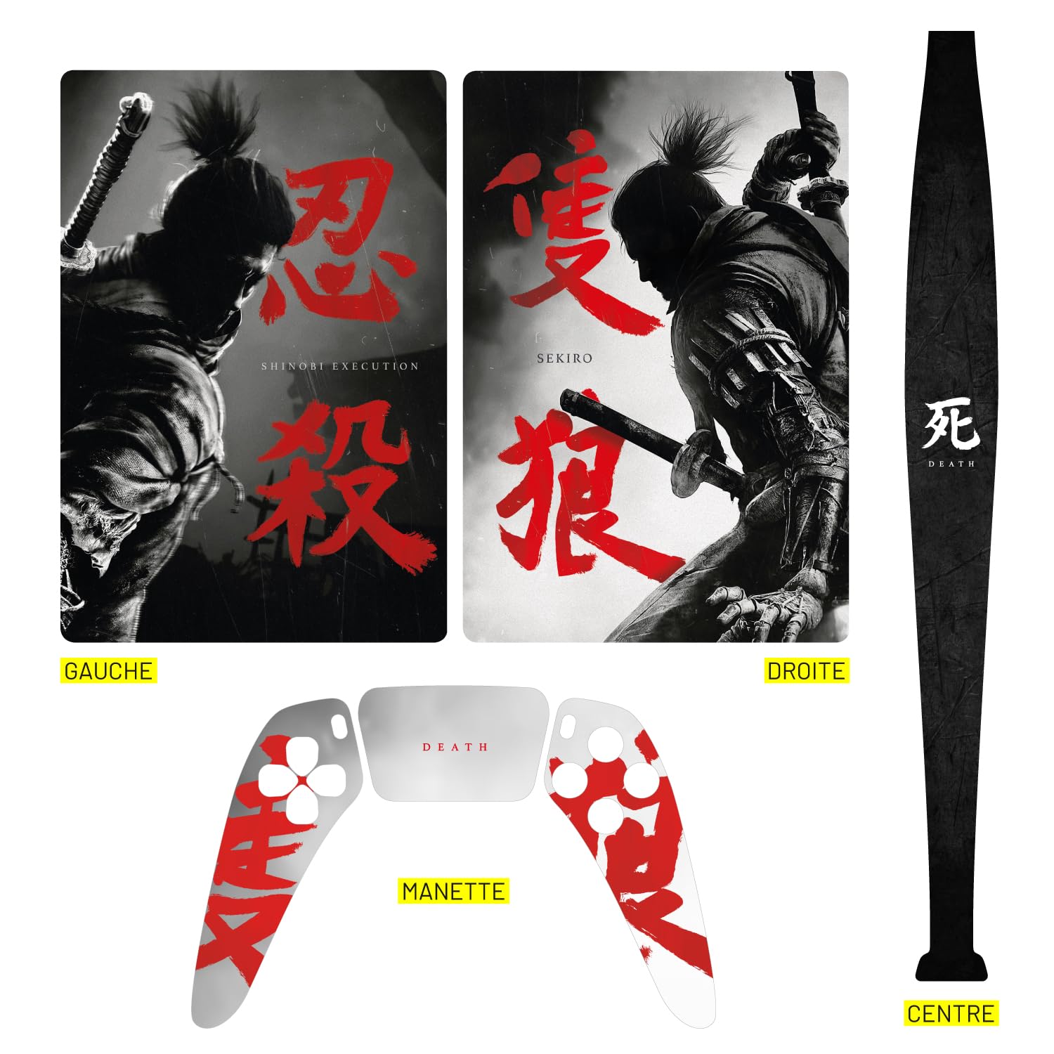 PS5 Samurai Sticker Skin for Gaming Console & Controller - Standard Digital Edition Shinobi Design (2 Controllers) - Perfect for PS5 Customization & Gaming Setup