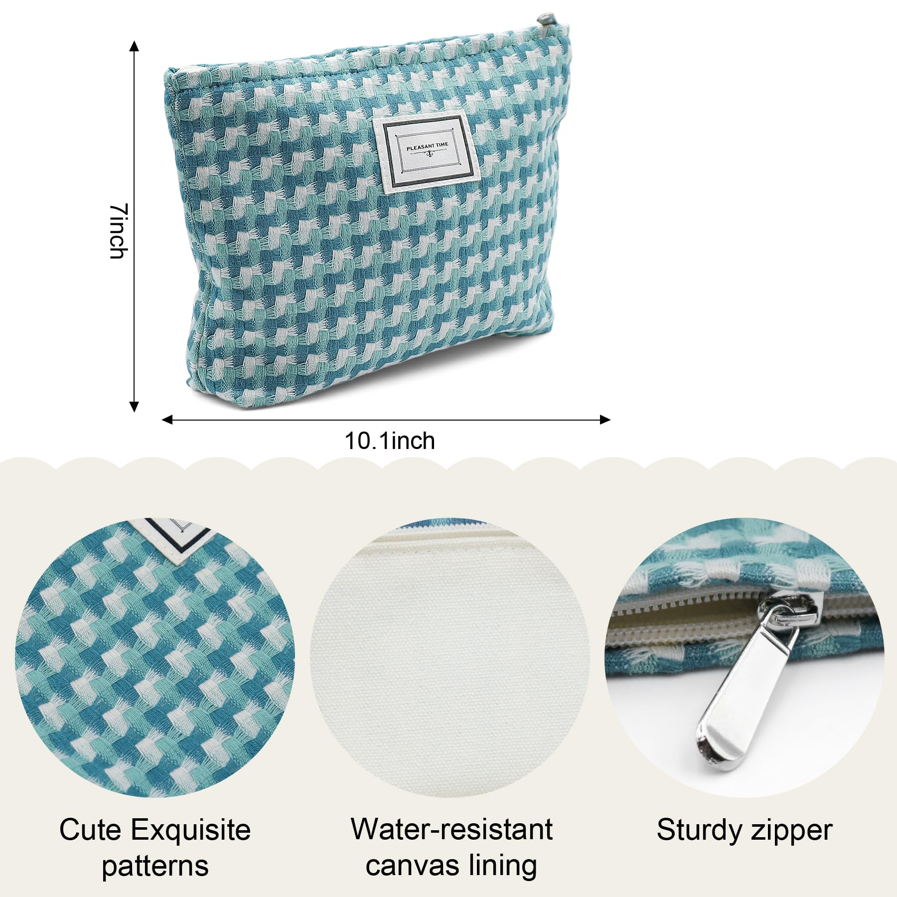 Stylish Checkered Makeup Bag for Women & Girls - Large Capacity Cosmetic Organizer with Zipper - Perfect Travel Toiletry Bag for Vacation, Gym & Daily Use
