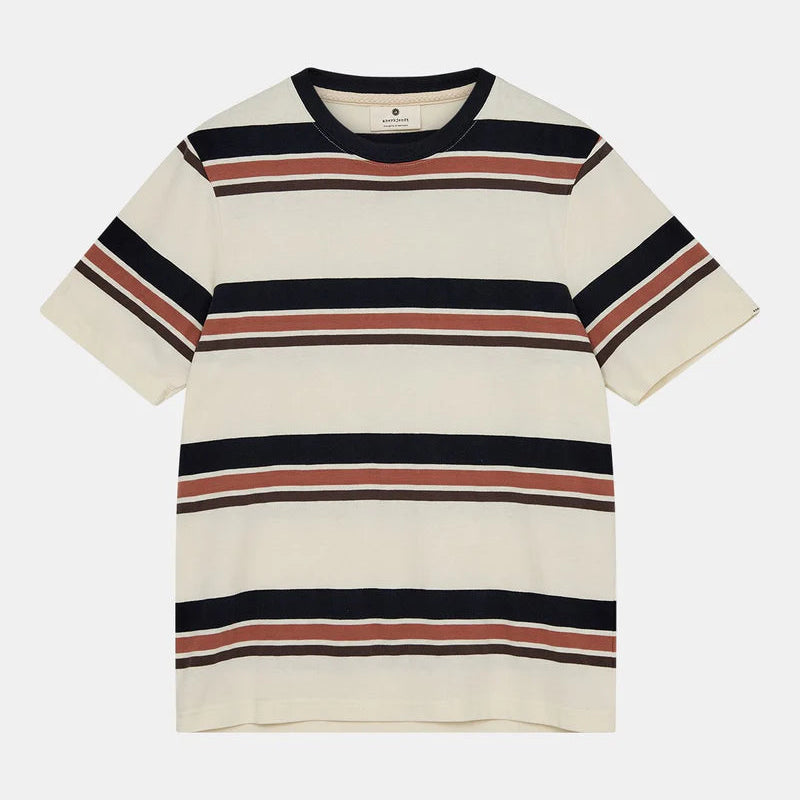 Akkikki Mix Stripe T-Shirt for Women - Soft Cotton Casual Tee (Tofu Color) | Perfect for Everyday Wear, Weekend Outfits & Layering