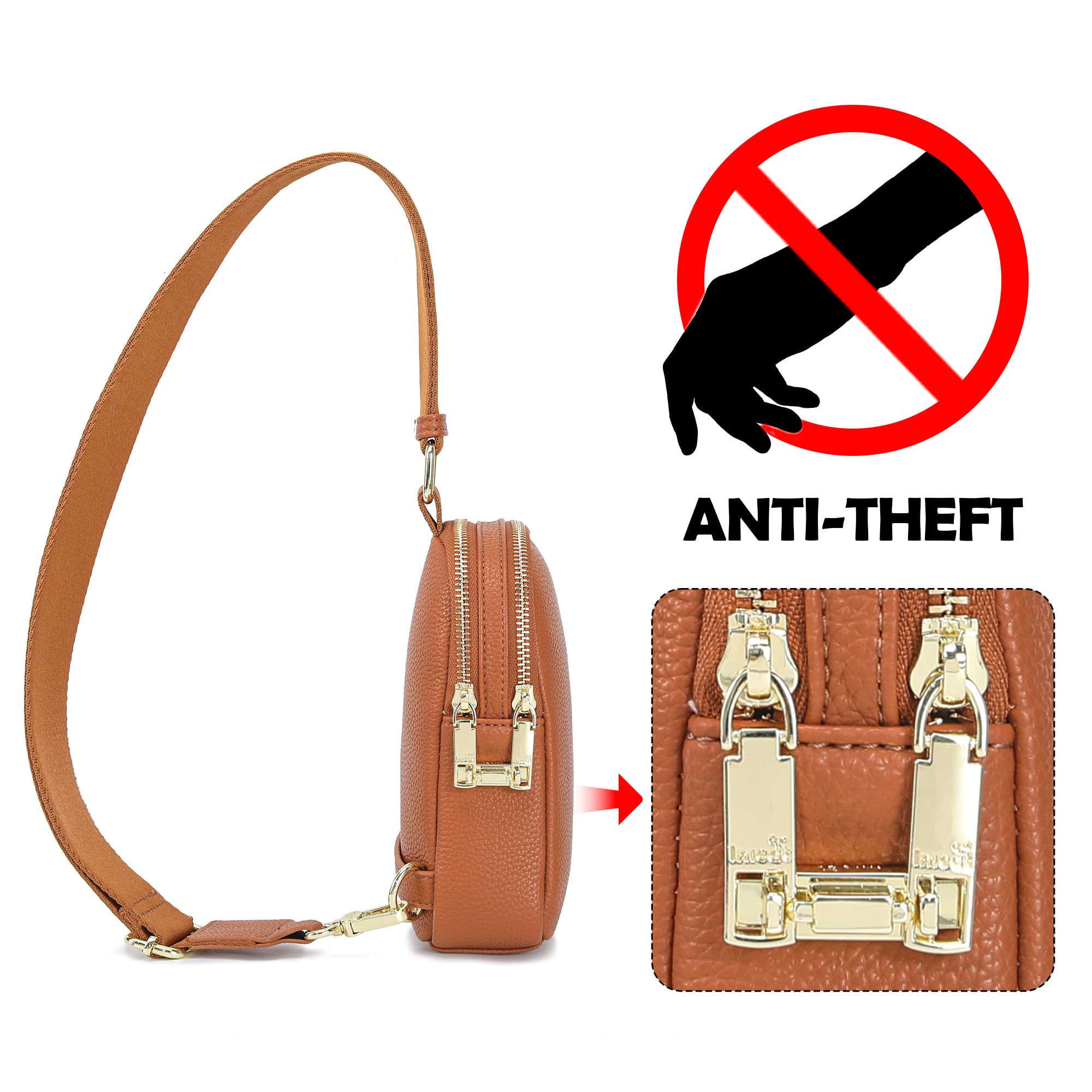 INICAT Genuine Leather Crossbody Bag for Women - Stylish Small Sling Bag & Fanny Pack - Perfect for Travel, Shopping, and Daily Use