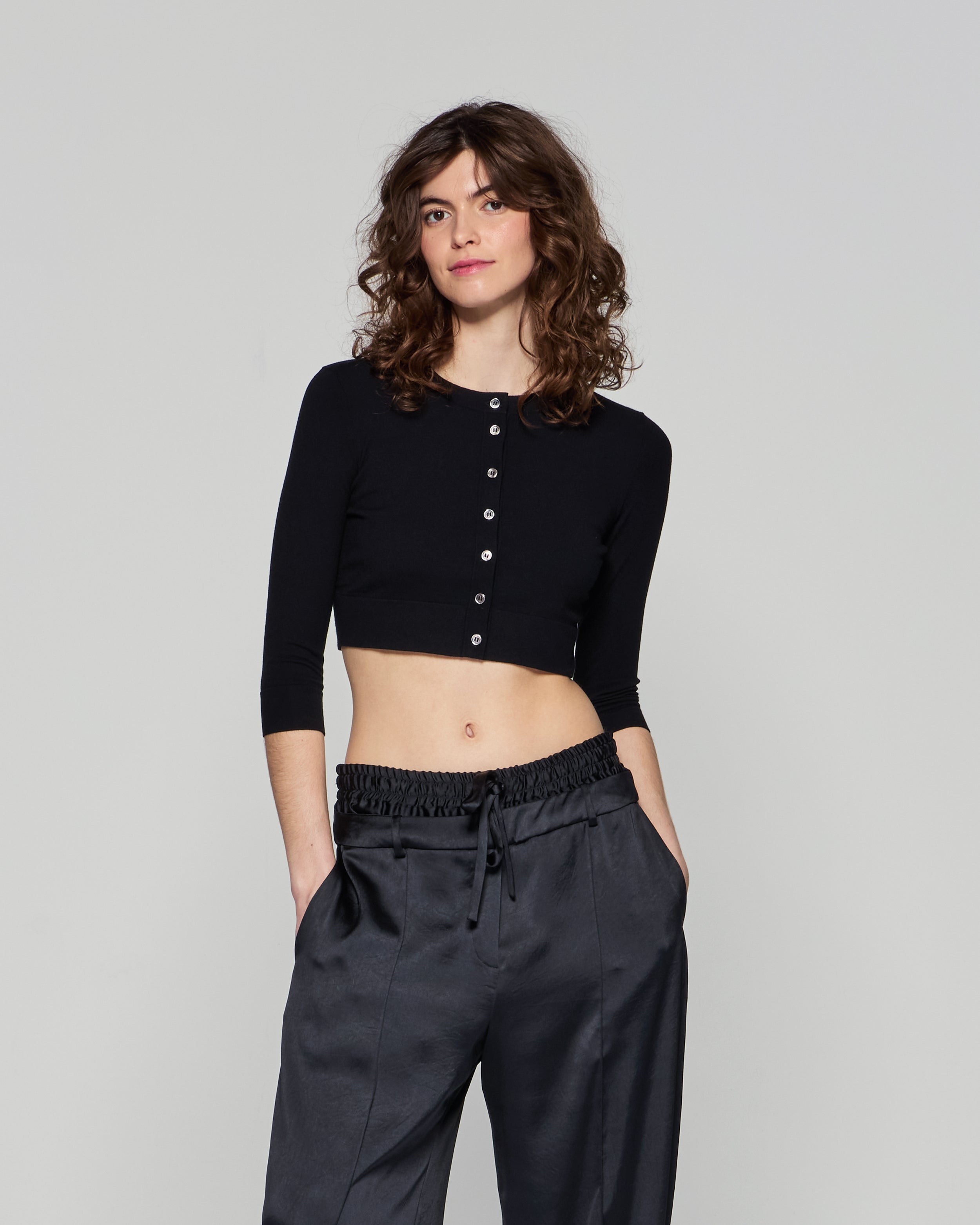 Black Fitted Cropped Cardigan for Women | Slim Fit Short Sweater | Perfect for Layering, Office Wear & Casual Outfits