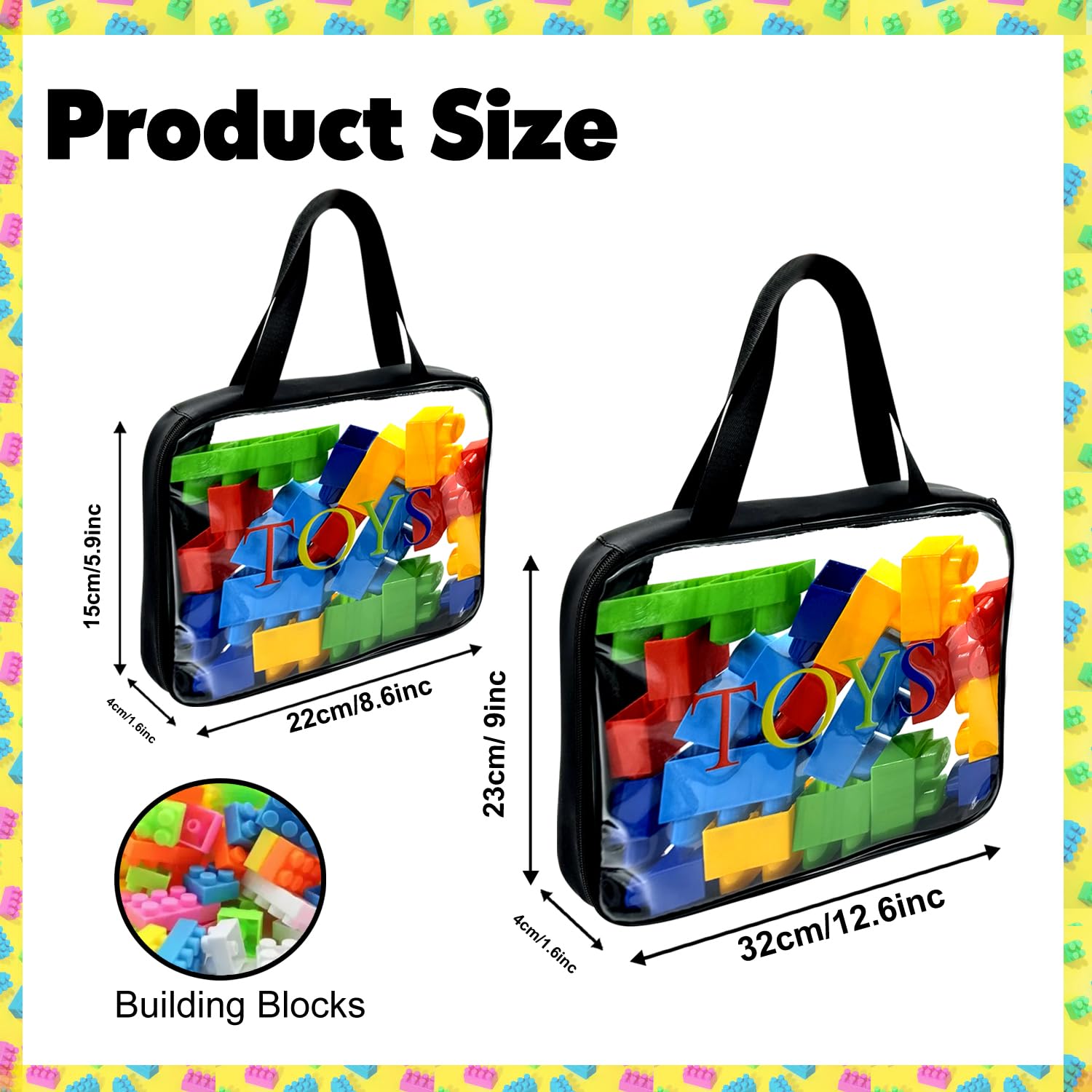 4-Pack Clear PVC Zipper Toy Storage Bags - Waterproof Organizer for Board Games, Building Blocks & Kids Toys - Small Size for Easy Storage & Travel