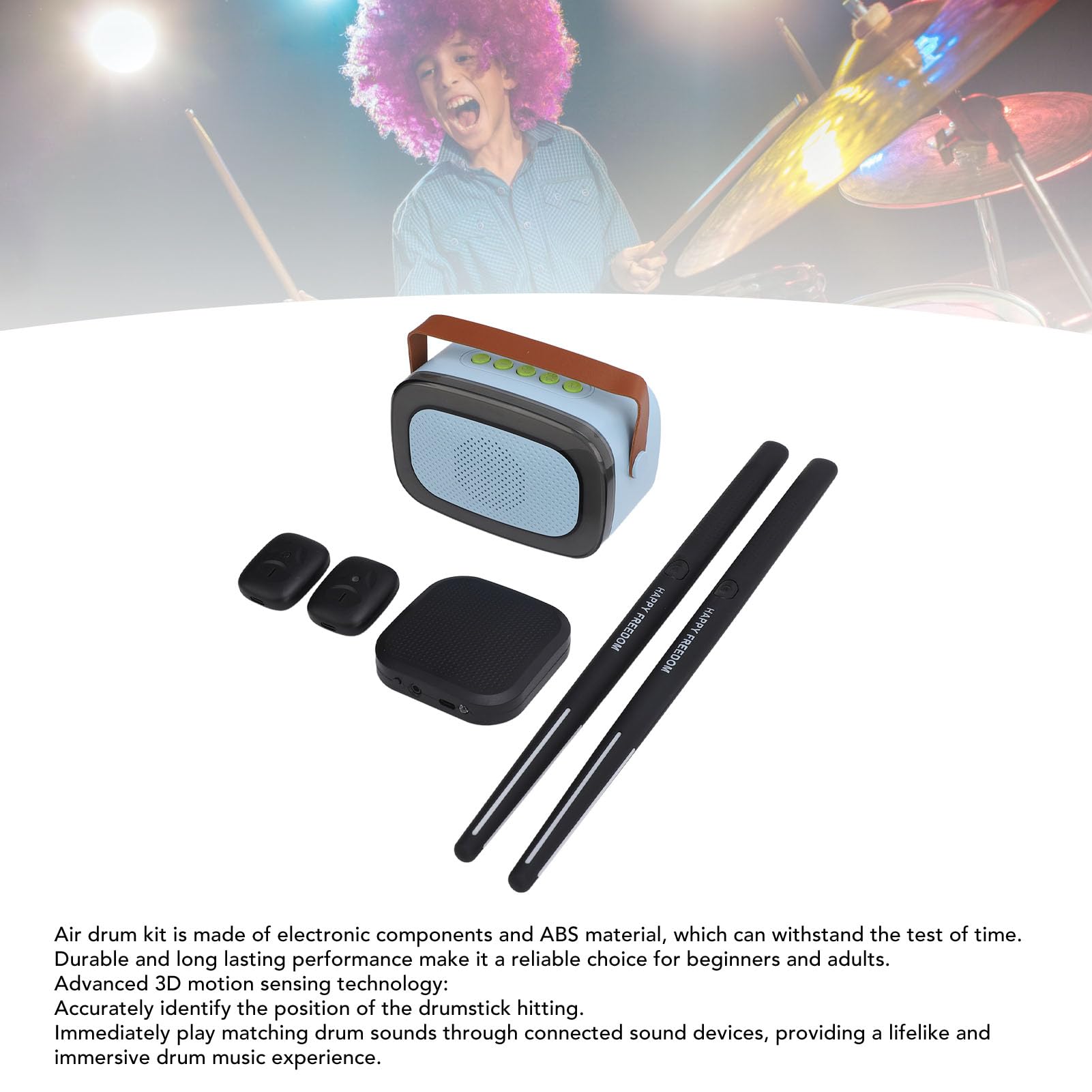 Professional 3D Motion Sensing Air Drum Set with Drumsticks, Pedals & Speaker - Electronic Virtual Drum Kit for Adults, Kids & Beginners - Perfect for Home Practice, Gifts & Music Enthusiasts