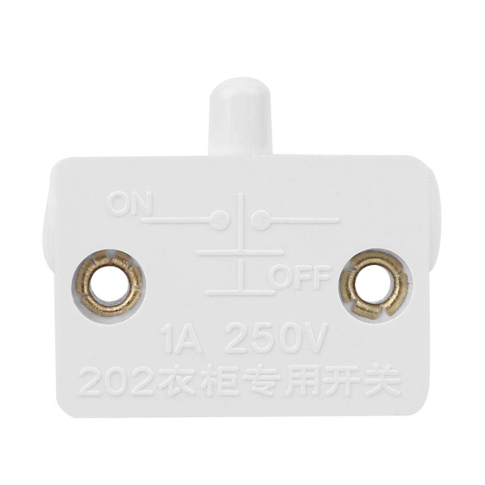 Oumefar 2Pcs Professional Automatic Reset Light Switch 1A/250V - Wear-Resistant White Cabinet Closet Switch for Wardrobes, Cupboards & Home Storage Solutions