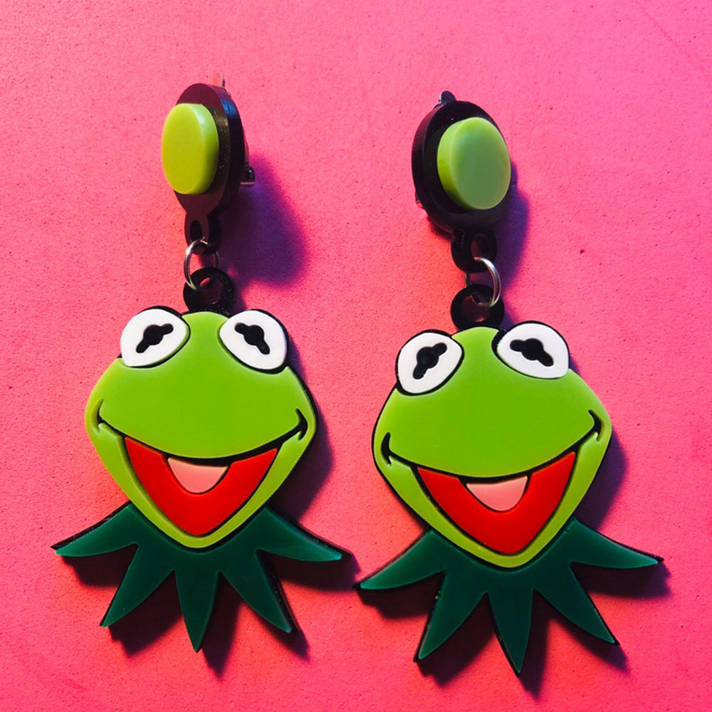 Makokot Design Cartoon Frog Puppet Acrylic Earrings - Fun & Playful Accessories for Cosplay, Costume Parties & Kawaii Fashion