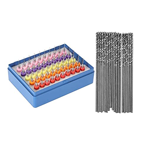 20 Pcs 0.5mm Straight Shank Metal Spiral Twist Drill Bits & 50 Pcs Mini Drill Bit Set in Protective Case - Perfect for PCB, Jewelry Making, and Precision Metal Drilling