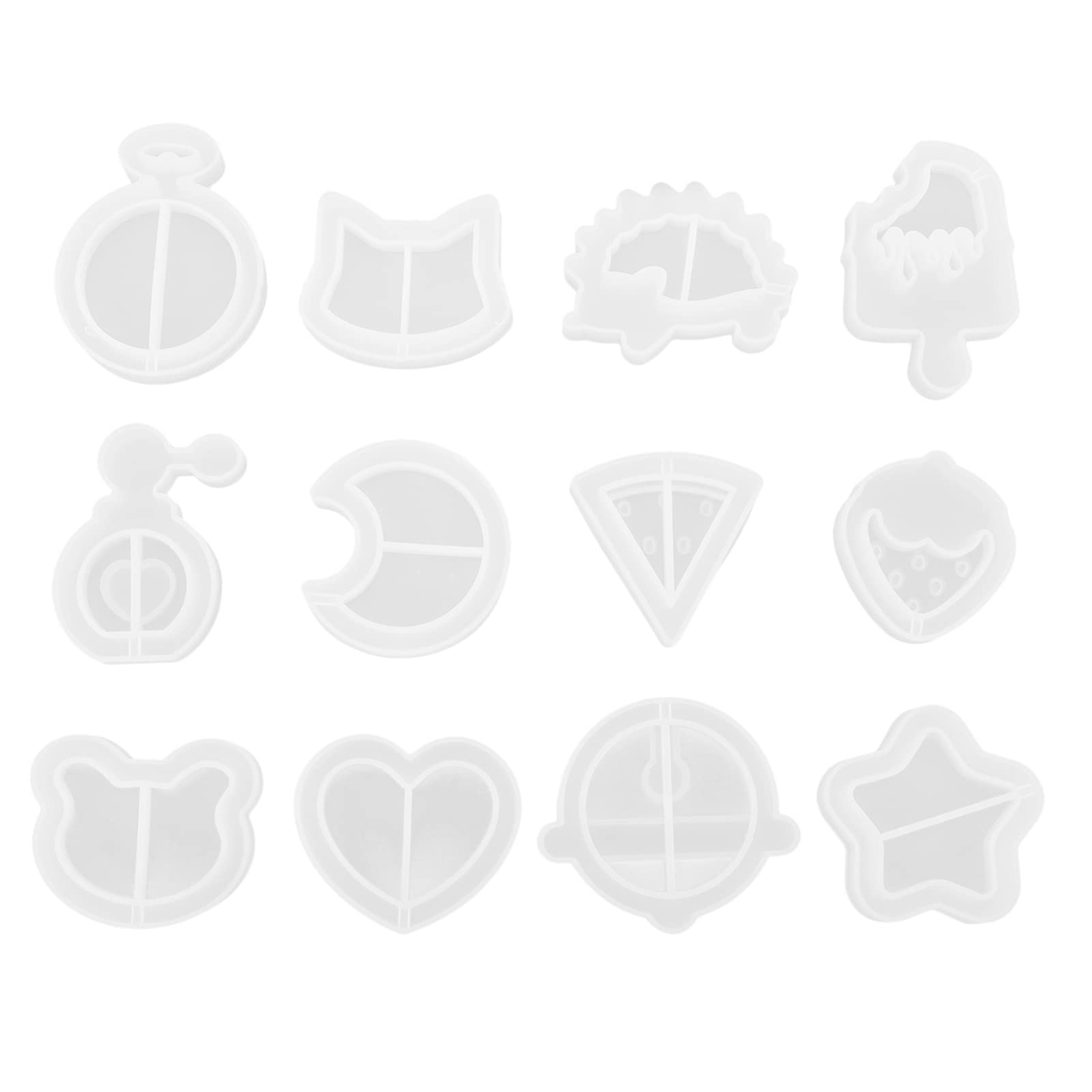 HEALLILY 12Pcs Shaker Resin Silicone Molds - Clear Epoxy Casting Molds for DIY Jewelry Making, Pendants, Keychains - Perfect for Crafting Unique Shaker Charms, Earrings & Gift Accessories (Home Decor & Handmade Gifts)
