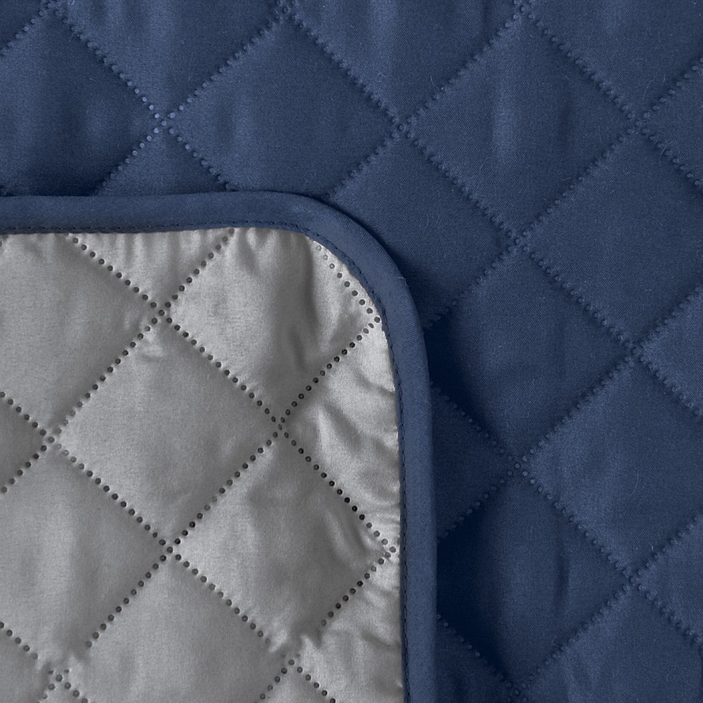 Reversible Quilted Recliner Cover Protector - Navy & Silver - Soft Furniture Protector for Sofa, Chair, Loveseat - Home Decor & Pet Protection