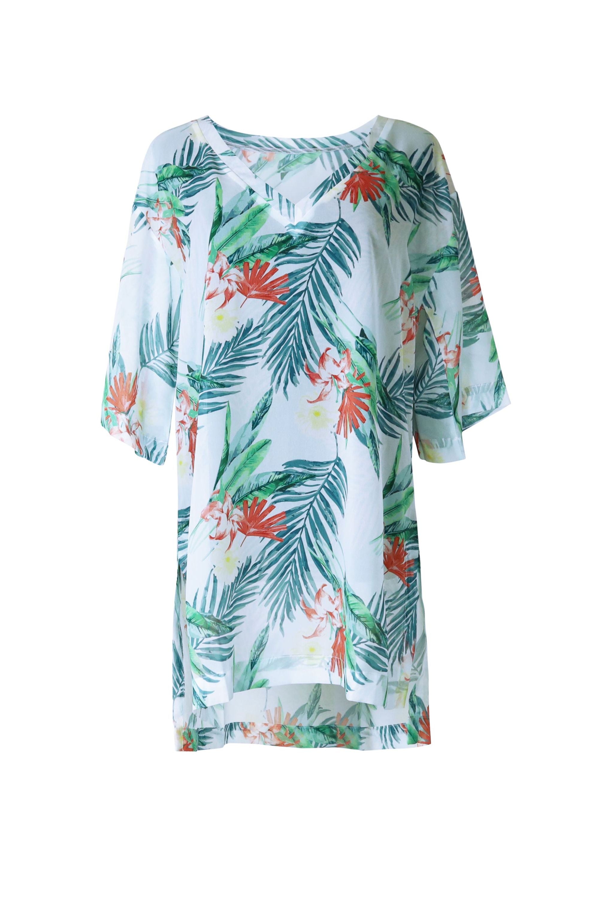 Stylish Lagos Beach Tunic for Women - Hawaiian Tropic Floral Print Cover Up - Perfect for Poolside, Vacation & Summer Outfits