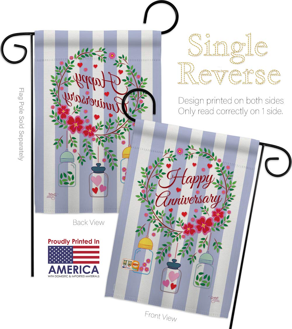 Happy Garden House Flags Set - Wedding Anniversary Decor for Yard & Party