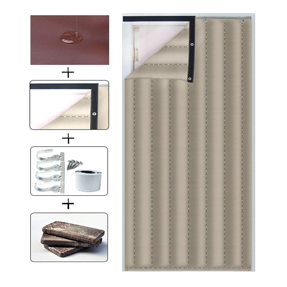 Thermal Insulated Cotton Door Curtain - Thick Winter Partition Curtain with Metal Grommets for Noise Reduction & Waterproofing - Perfect for Patio, Greenhouse, Garage & Home Entryway (43 Size, 110x210cm, Color A)