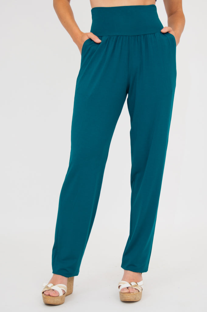 Clair Women's Bamboo Pant in Teal - Soft, Breathable & Eco-Friendly for Yoga, Lounge & Travel
