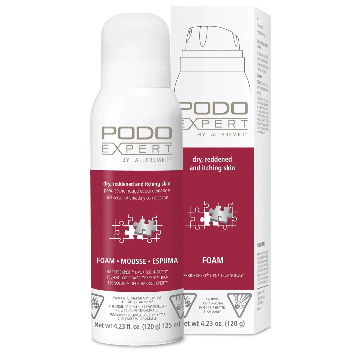 Allpremed Podoexpert Anti-Itch Foam for Dry & Red Skin - 125ml | Soothes Foot Irritation, Athlete's Foot Relief & Skin Comfort