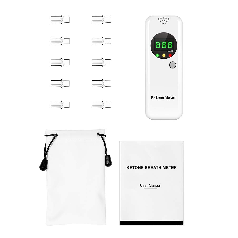 Ketosis Breath Tester - Portable Ketone Meter Breathalyzer for Ketogenic Diet & Weight Loss, Includes 10 Disposable Mouthpieces (White) | Monitor Ketosis Levels for Keto Diet, Intermittent Fasting & Low-Carb Lifestyle