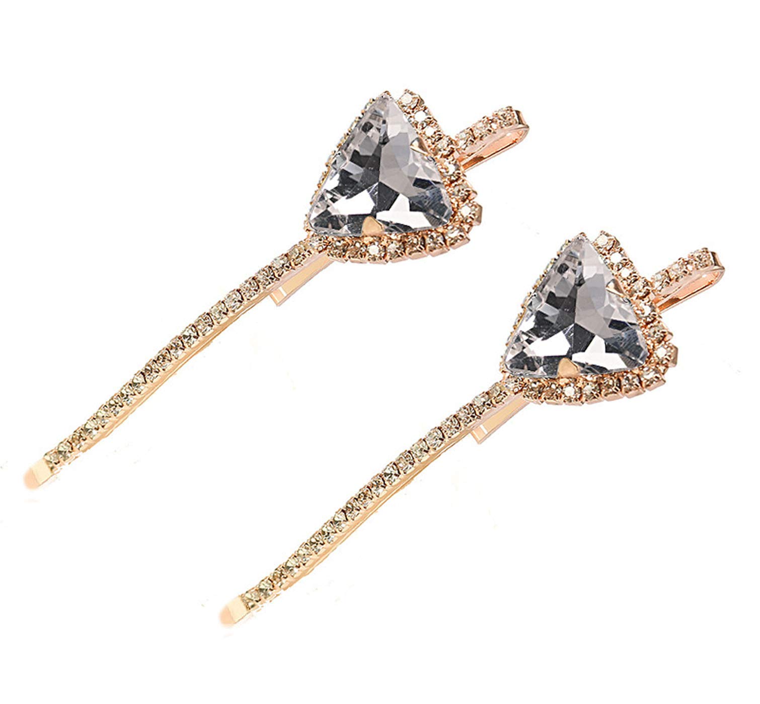2 Pcs Rhinestone Crystal Hair Clips - Alloy Bobby Pins & Side Barrettes for Women - Elegant Hair Styling Accessories for Weddings, Parties & Daily Use (White)