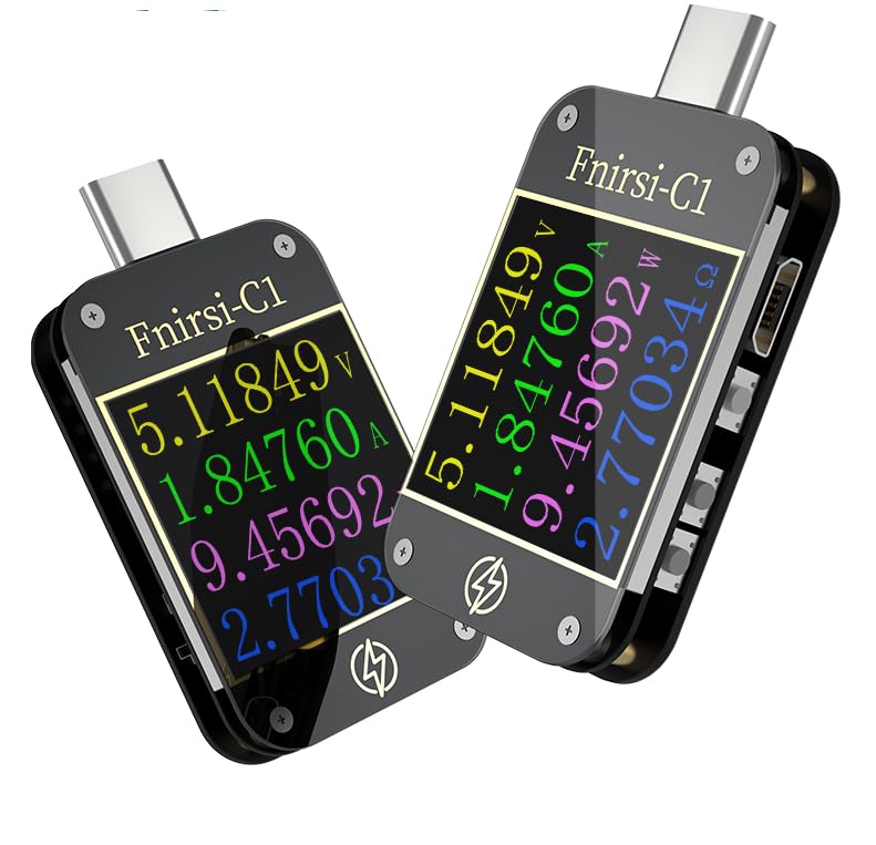 FNIRSI-C1 USB Tester - Type-C PD Trigger Voltmeter Ammeter with Fast Charging Protocol Test for Power Bank, Laptop & Phone - Includes PC Software (No Bluetooth) - Perfect for Tech Enthusiasts & Repair Shops