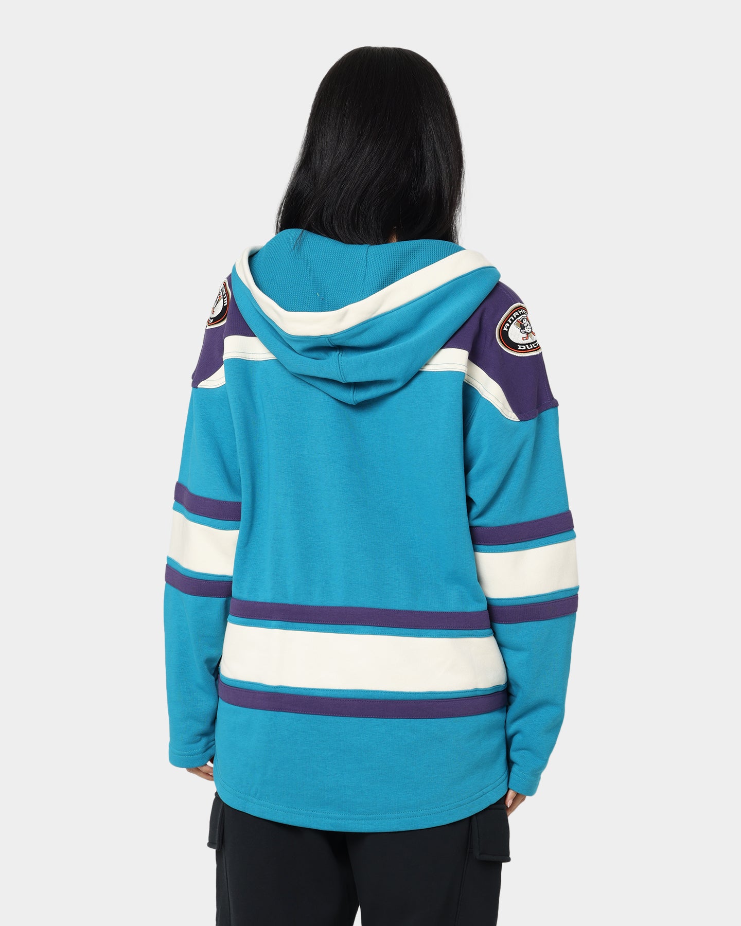 47 Brand Anaheim Ducks Lacer Hoodie - Purple & Sharks Teal NHL Hockey Pullover for Men & Women - Perfect for Game Day & Casual Wear