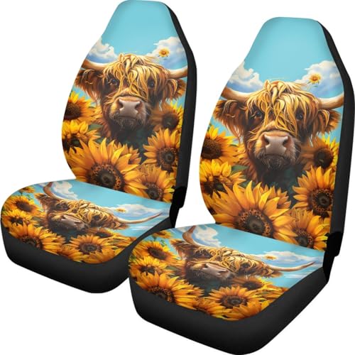 Highland Cow Sunflower Print