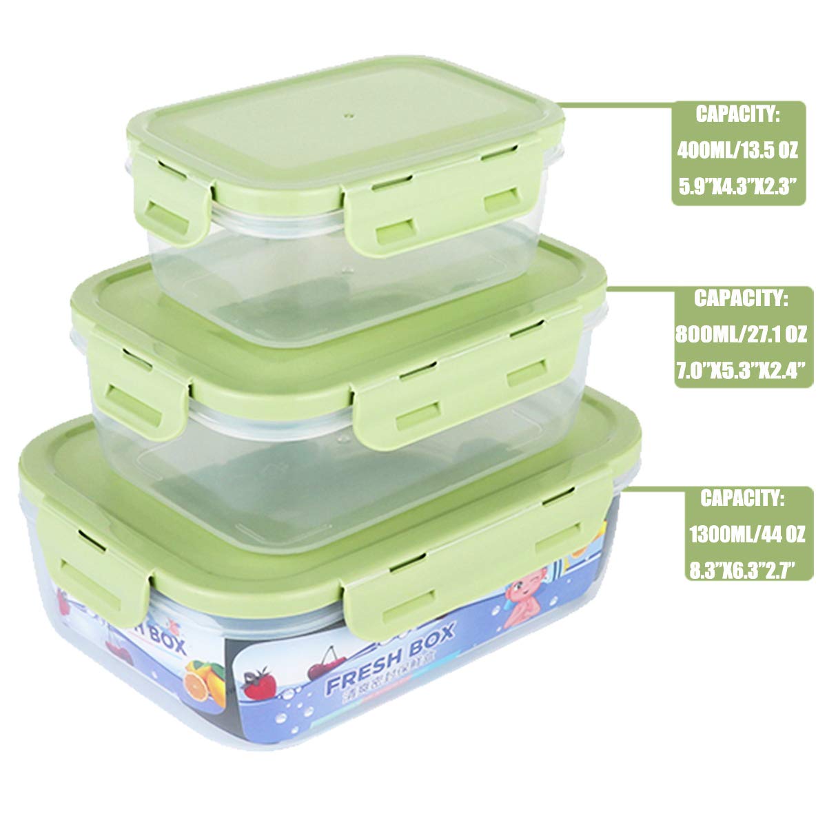 Airtight Food Storage Containers Set with Lids - 10-Piece Plastic Bento Lunch Boxes for Meal Prep | Microwave, Dishwasher & Freezer Safe | Perfect for Office, School & Picnic (Green)