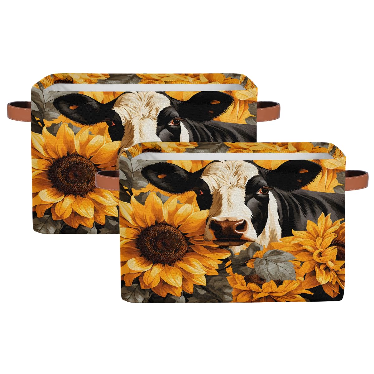 Foldable Storage Baskets with Handles - 2 Pack for Home & Shelves Organization