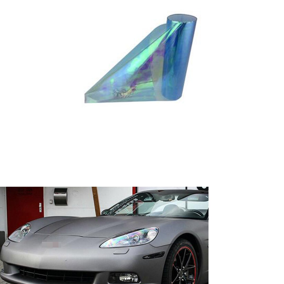 200 x 30cm Chameleon Light Blue Car Light Tint Vinyl Film - Headlight, Taillight & Fog Lights Sticker - Self-Adhesive Decorative Film for Car Styling - Perfect for Customizing Vehicles, Motorcycles & Auto Shows