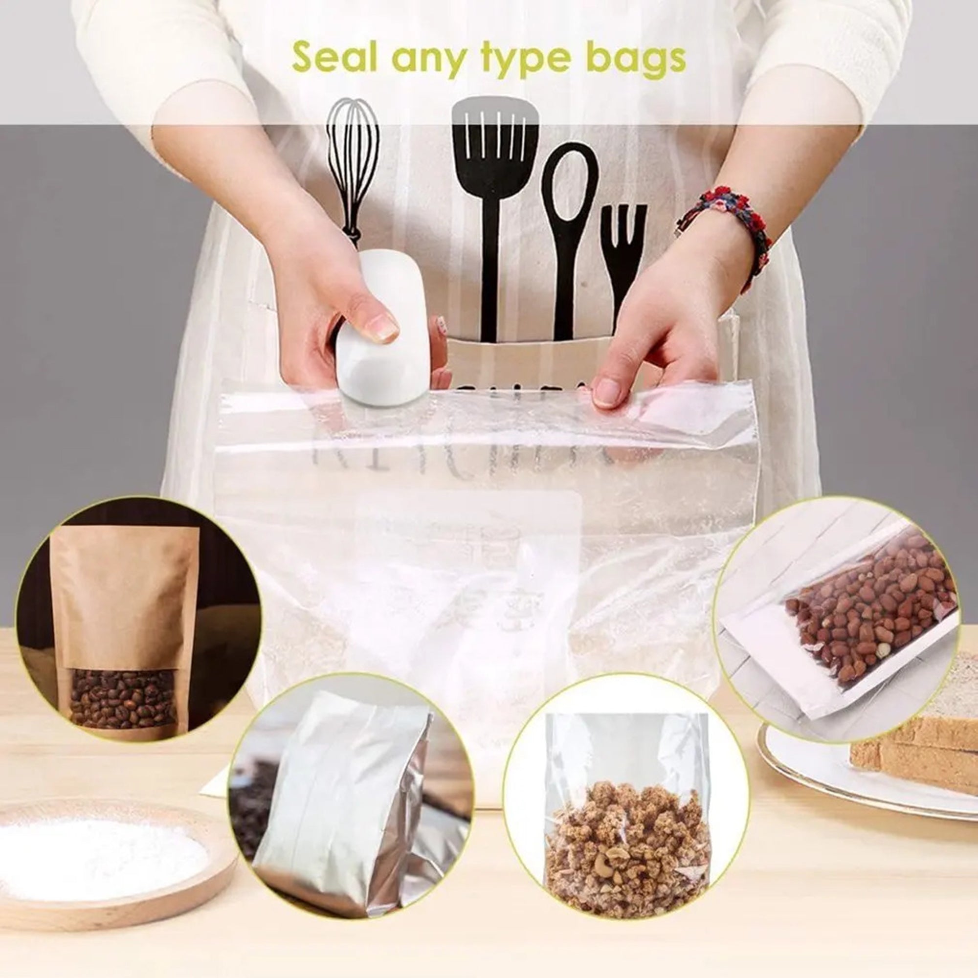 Instaheat Electric Bag Sealer for Food Storage - Portable Heat Sealing Machine for Vacuum Bags, Snacks, Coffee, Grains | Perfect for Kitchen, Camping, Travel & Meal Prep