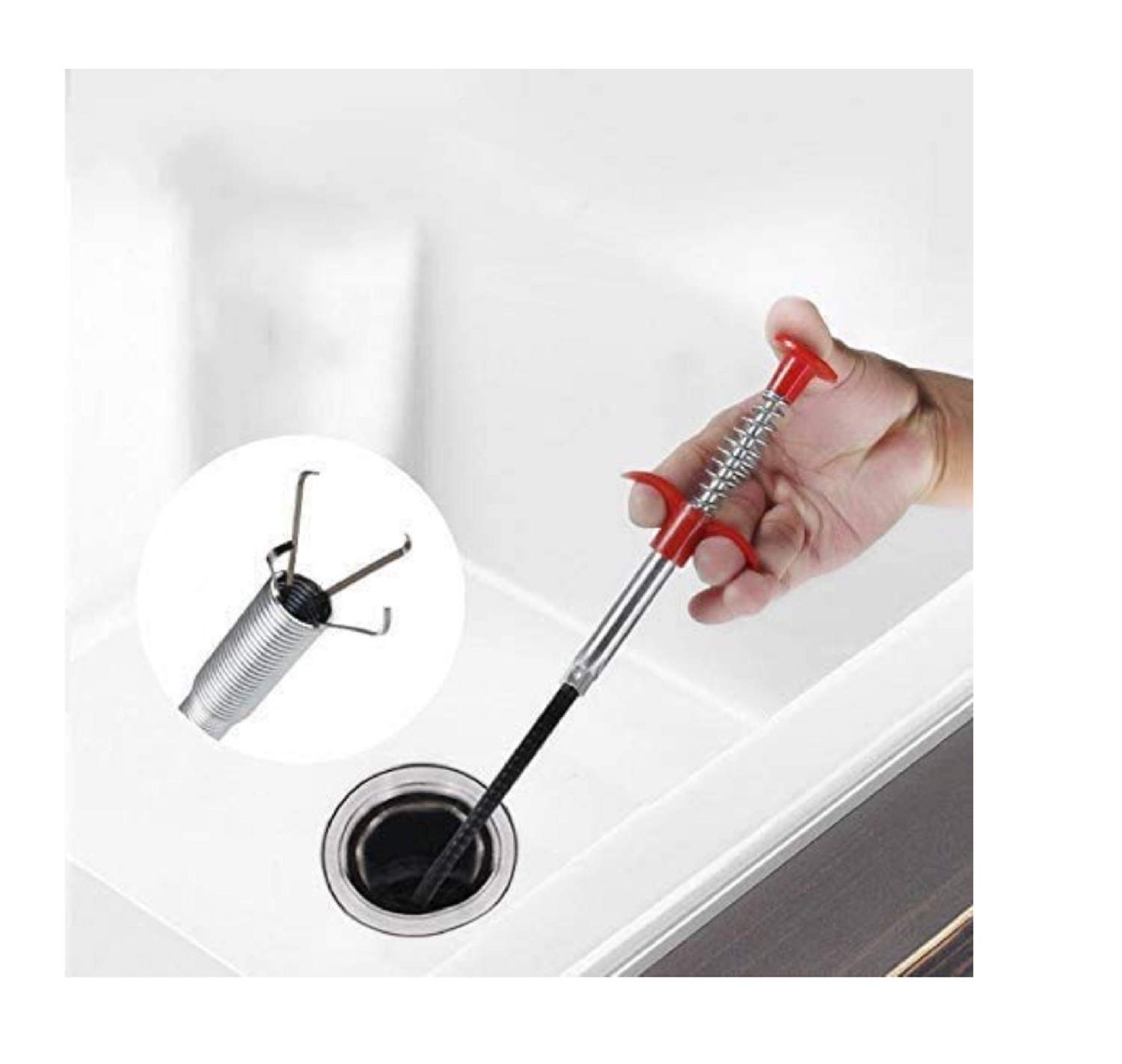 Winberg Hair Drain Clog Remover - 2 Foot Stainless Steel Sink Snake Cleaner for Bathroom, Kitchen & Shower Drains - Effective Drain Cleaning Tool for Hair, Soap Scum & Debris Removal - Perfect for Home Maintenance and Plumbing Emergencies