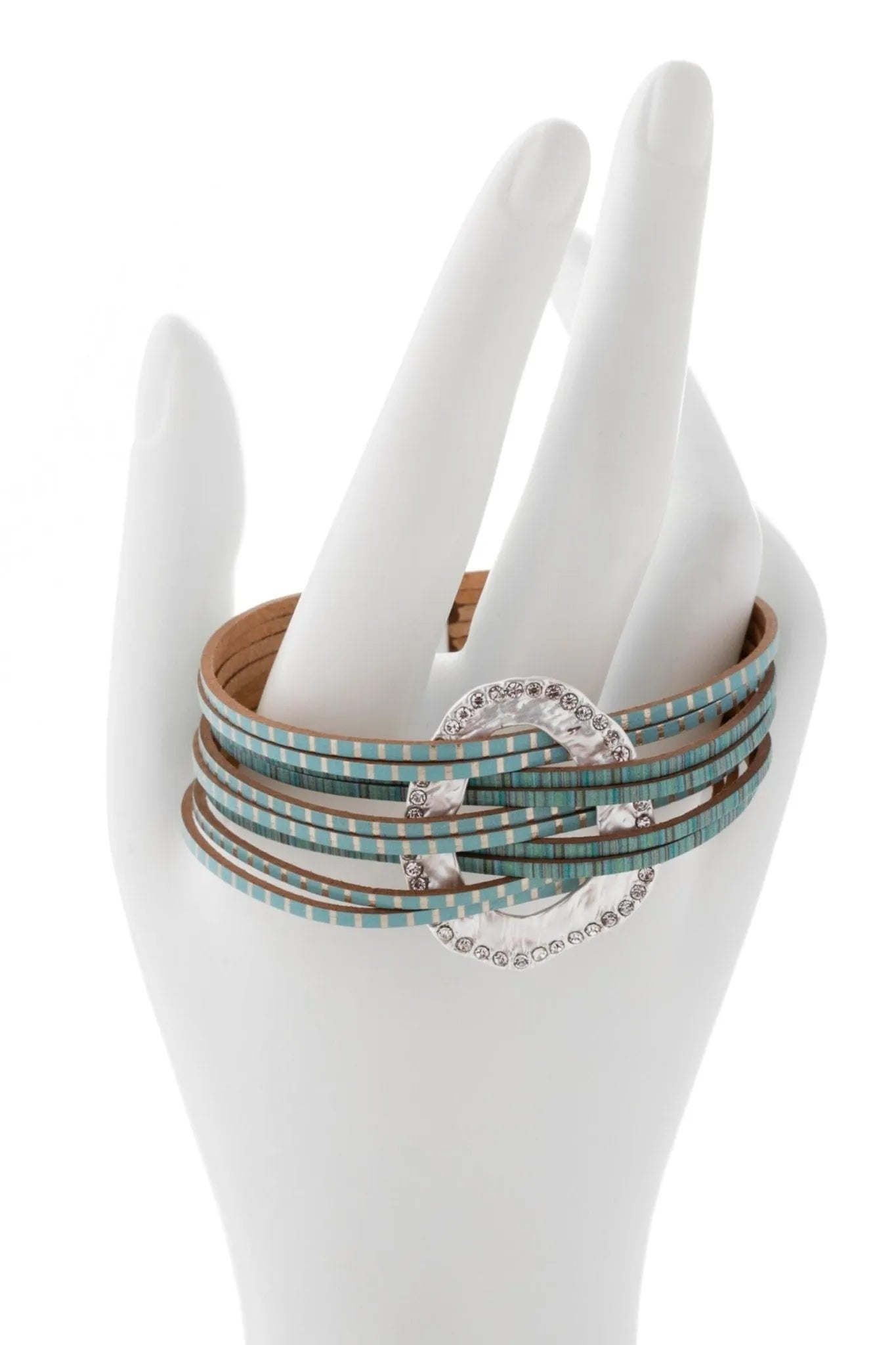 Vegan Leather Crystal Disk Bracelet for Women - Elegant Boho Chic Jewelry for Casual & Party Wear - Perfect Gift for Her