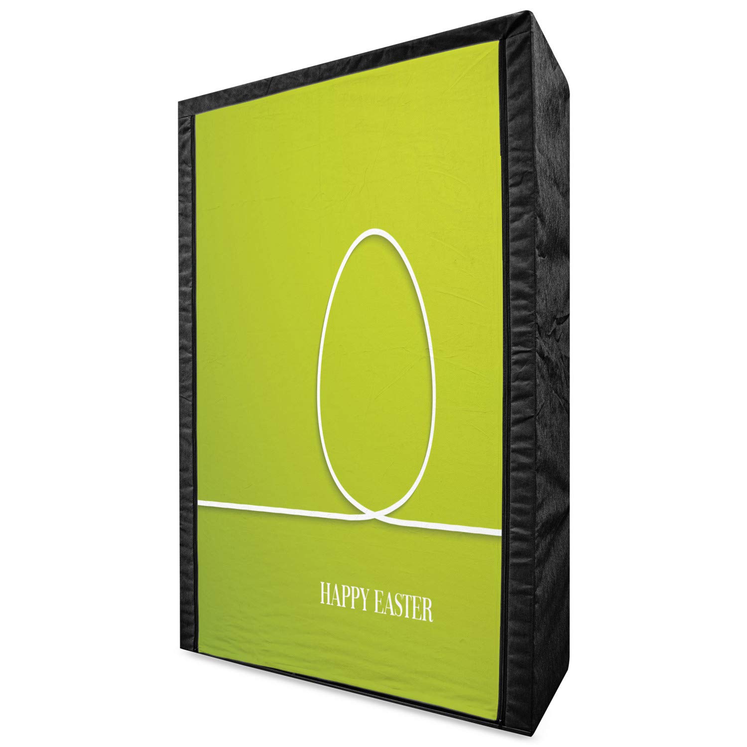 Ambesonne Easter Portable Fabric Wardrobe - Spring Themed Clothing Organizer with Shelves, 42.5 Inch - Minimalist Egg Design on Green Background - Yellow Green White - Perfect for Seasonal Storage & Bedroom Organization