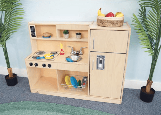 Natural Wooden Toddler Kitchen Playset - Let's Play WB2351 - Pretend Cooking Toy for Kids, Perfect for Imaginative Play & Early Learning
