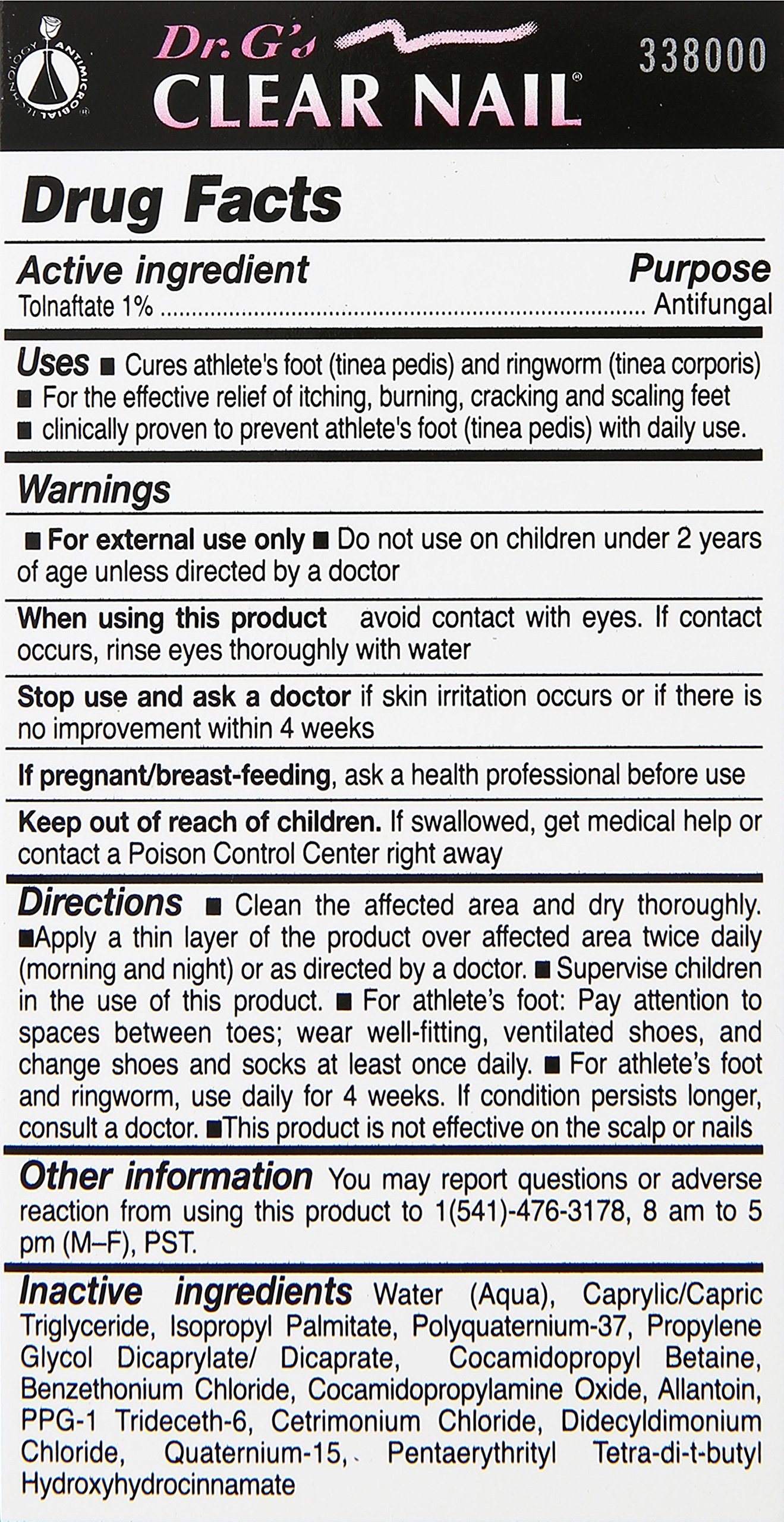 Dr. G's Clear Nail Antifungal Treatment for Toenail & Fingernail Fungus - 0.6 oz Medicated Solution | Fast-Acting Formula for Healthy Nails | Ideal for Athletes, Swimmers & Diabetics