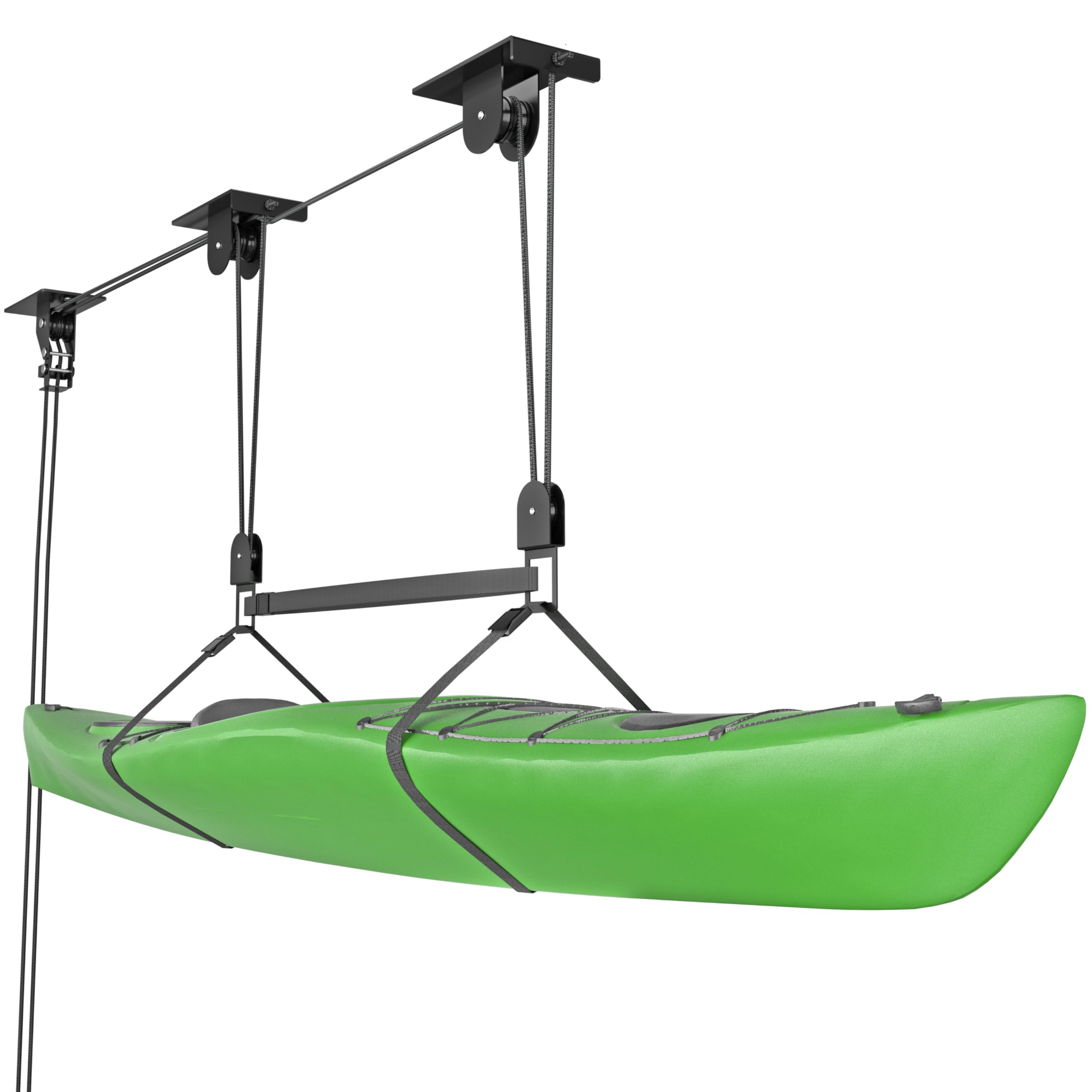 2025 Upgraded Heavy Duty Kayak Hoist System for Garage Ceiling - 200 lbs Capacity Canoe Lift Storage with Pulley - Fits 10-20 Foot Ceilings (Black) - Perfect for Kayak, Canoe & Paddleboard Storage in Garage, Basement or Shed